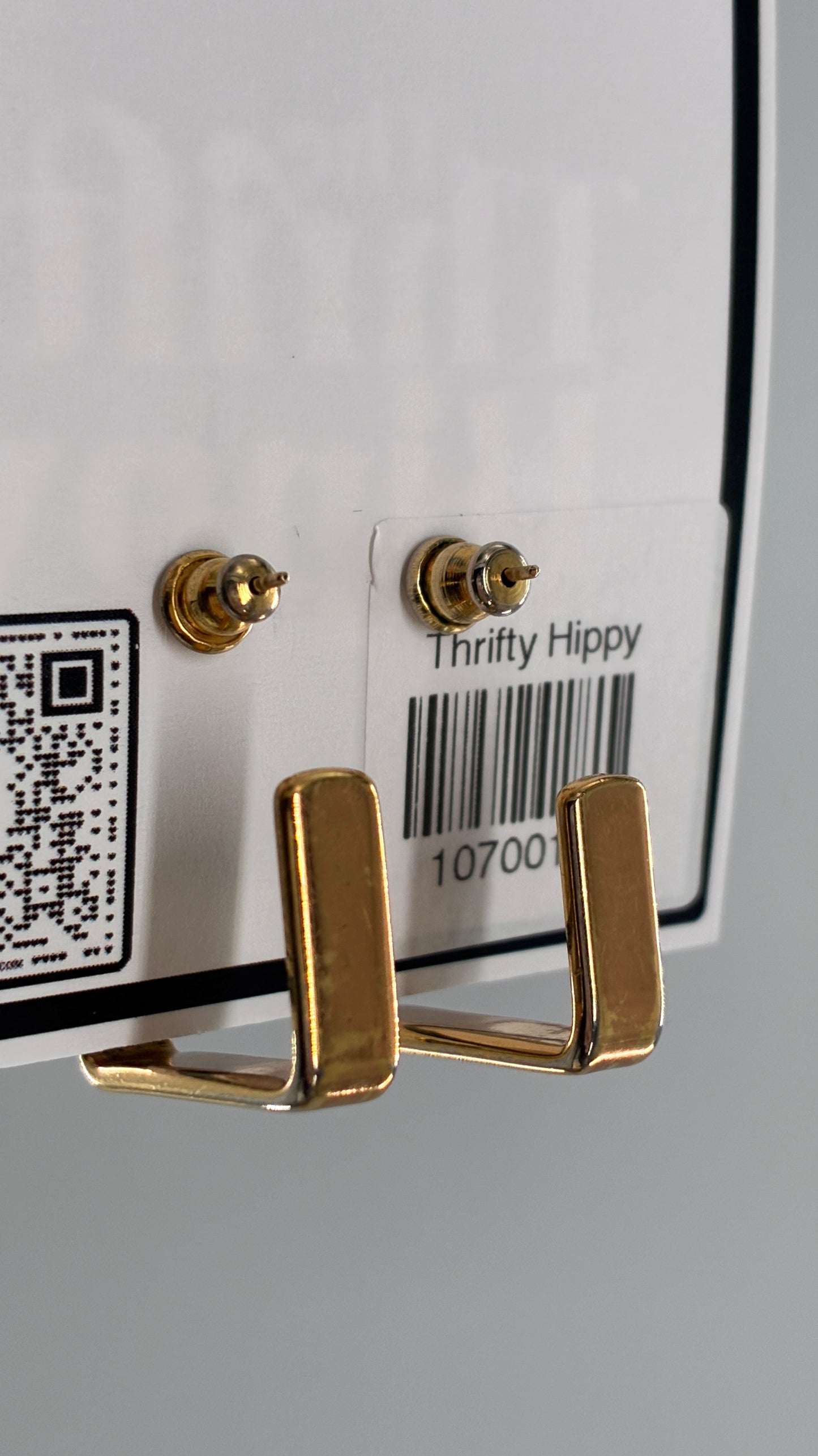 Vintage Gold Square Hoop Earrings