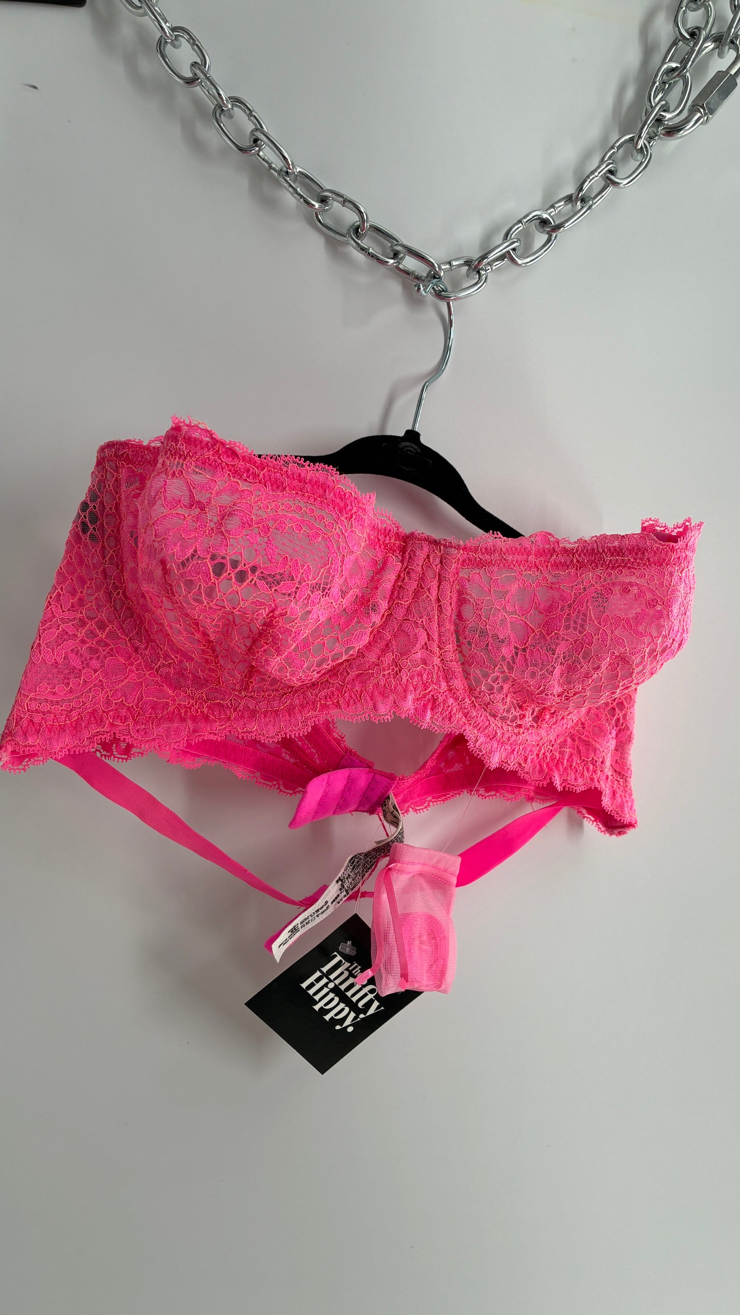 Intimately Free People Neon Pink Lace Bra with Straps (36B)