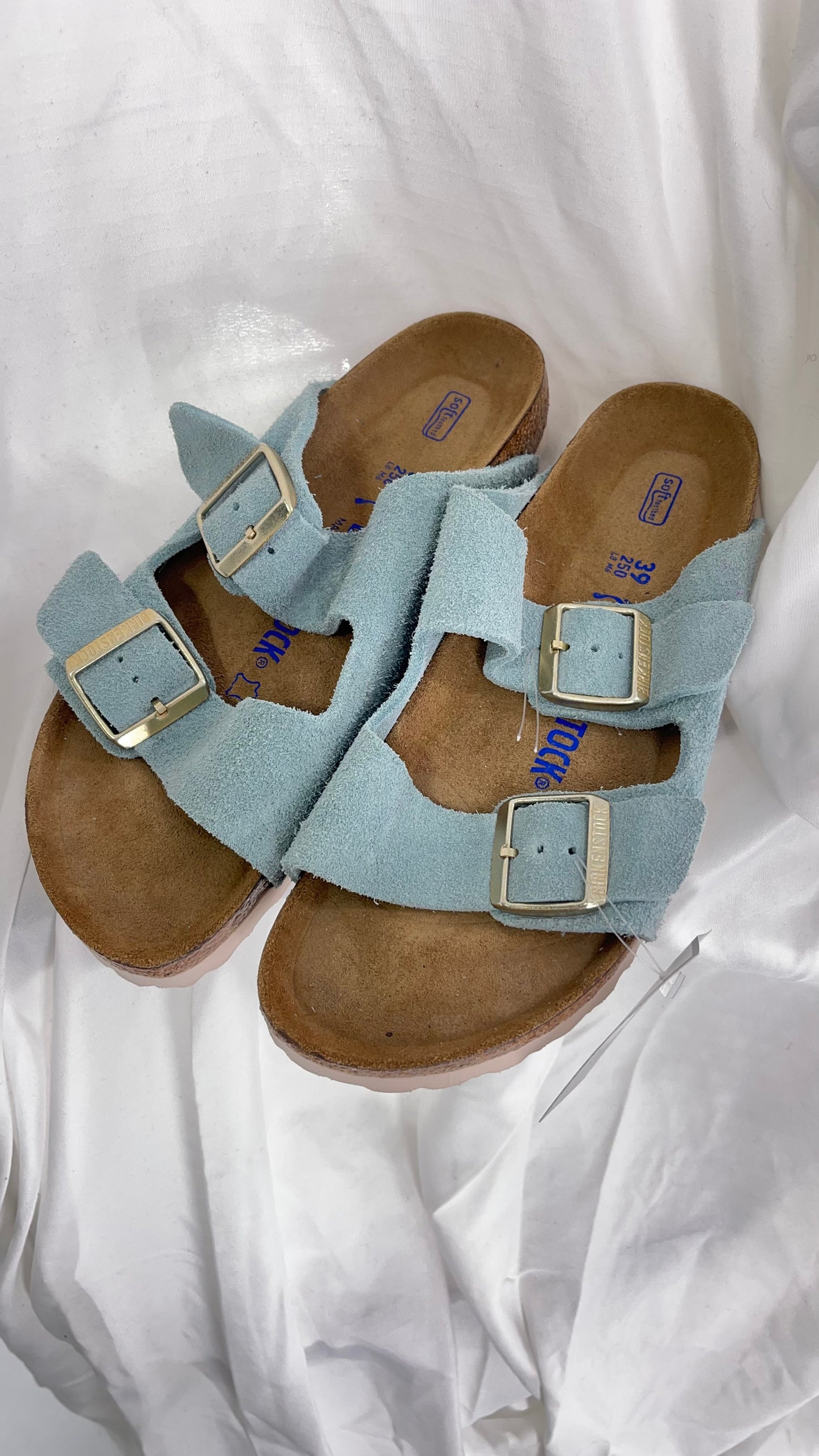 Birkenstock Powder Blue Suede Double Strap Sandal (39/8)