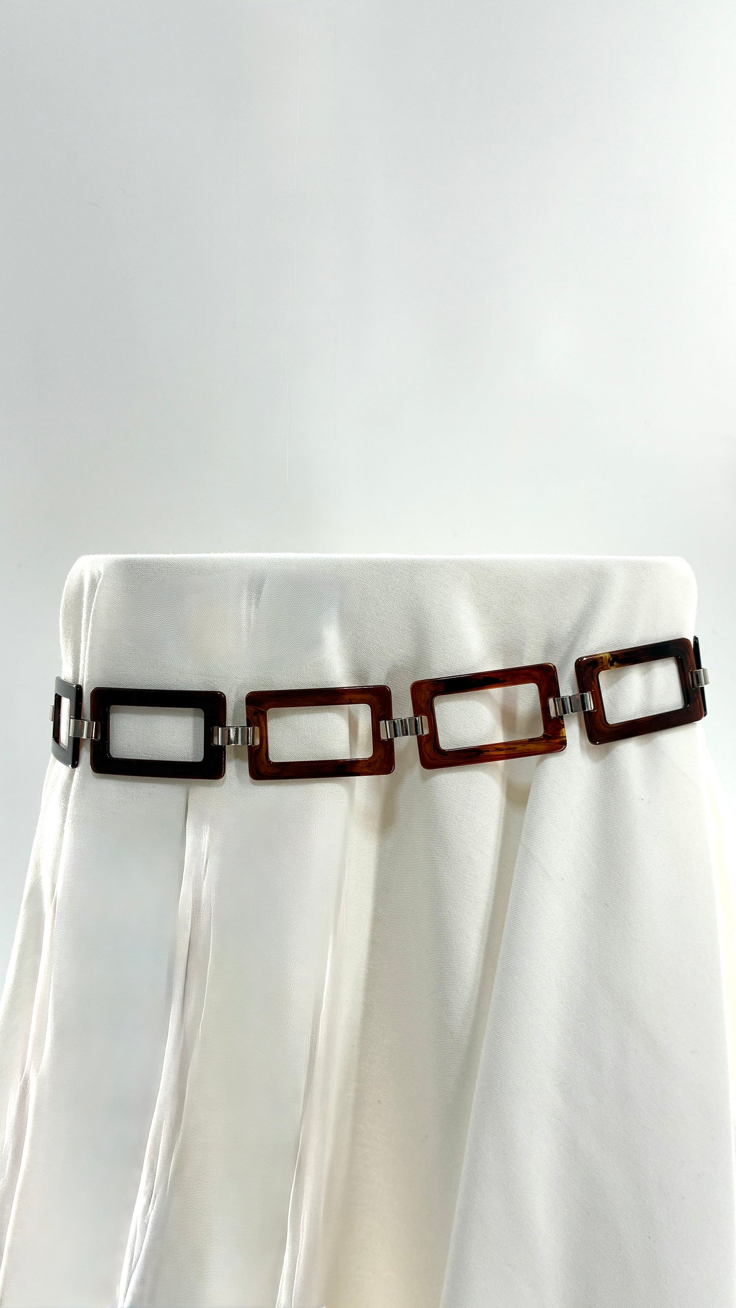 Vintage Rectangular Tortoise Shell Chain Belt (One Size)