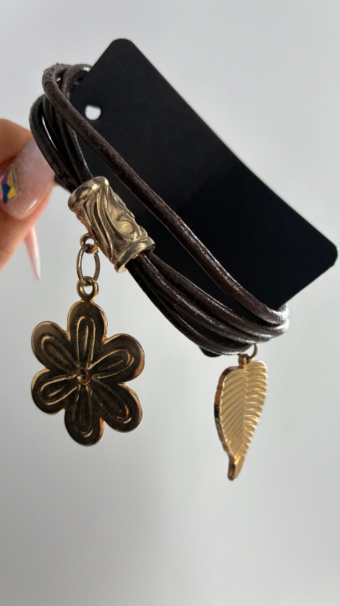Vintage Multi-band Bracelet with Oversized Gold Charms