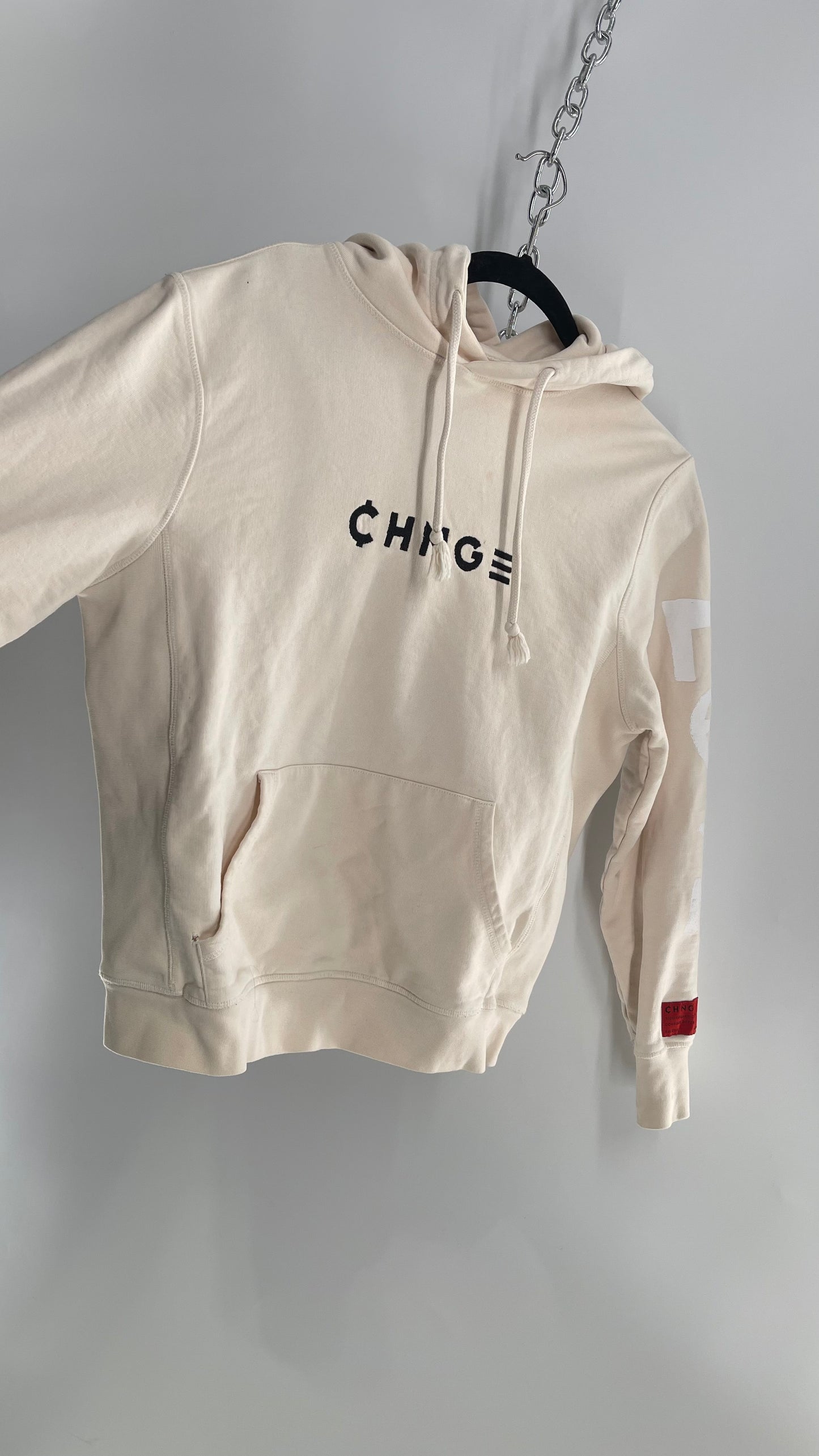 CHANGE Off White Embroidered Graphic Hoodie (Small)