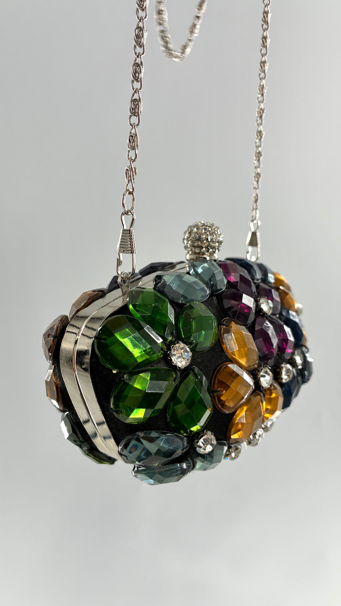 Vintage Black Clutch with Colorful Oversized Stones