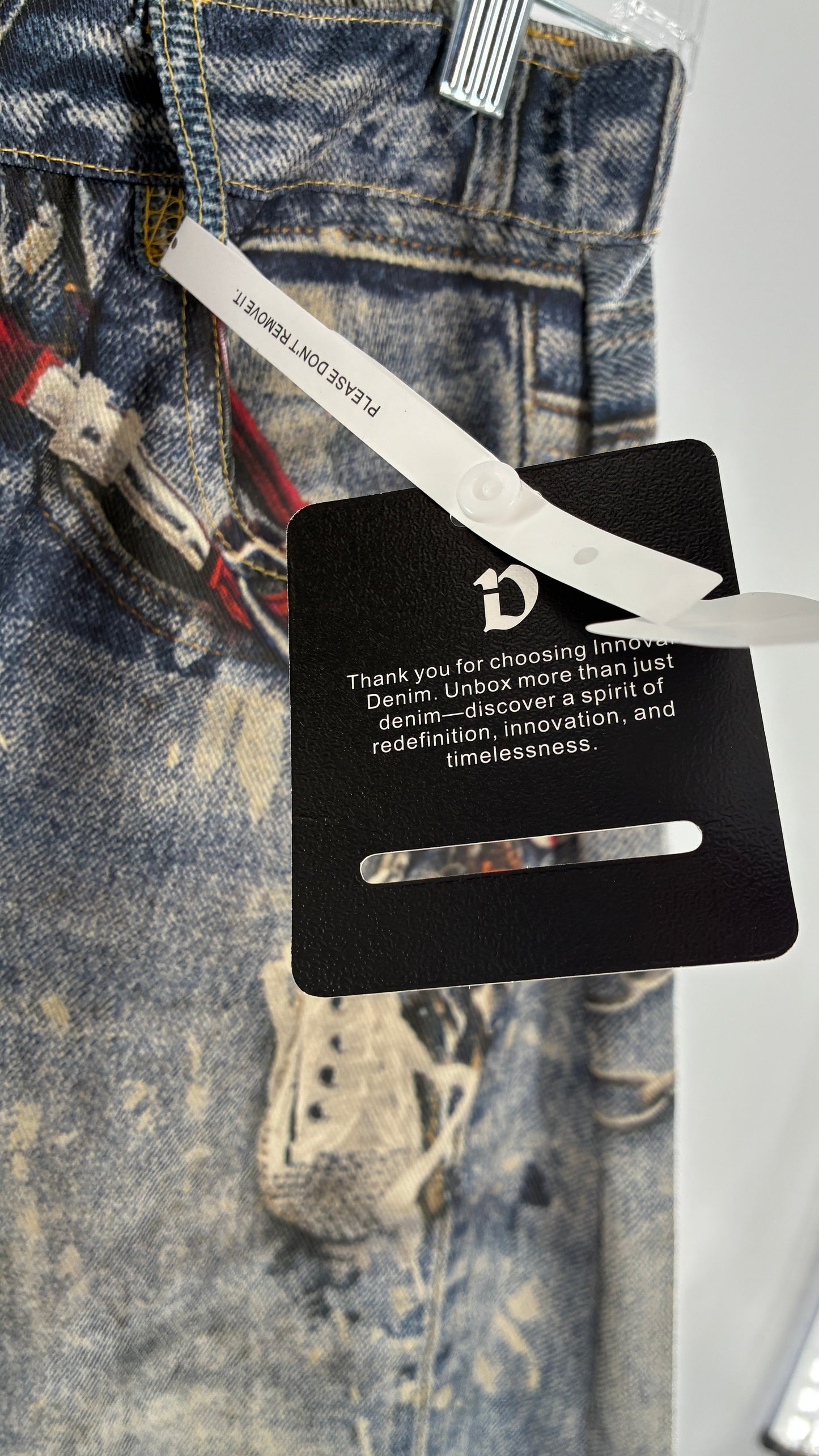 INNOVARE x Acne Studios Graphic Printed Wide Leg Jeans with Tags Attached (Small)