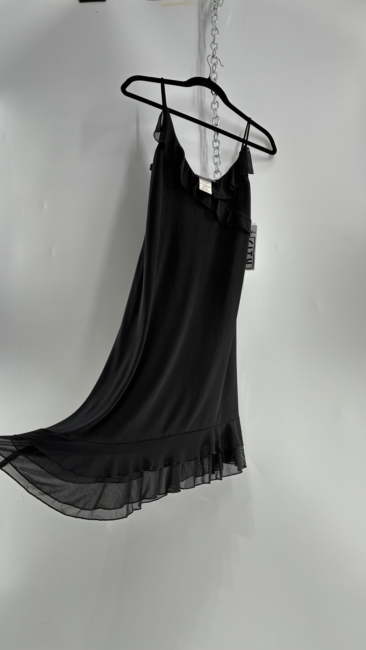 Deadstock Vintage City Triangles Black Asymmetric Dress (Medium)