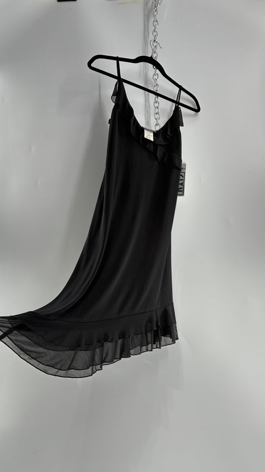 Deadstock Vintage City Triangles Black Asymmetric Dress (Medium)
