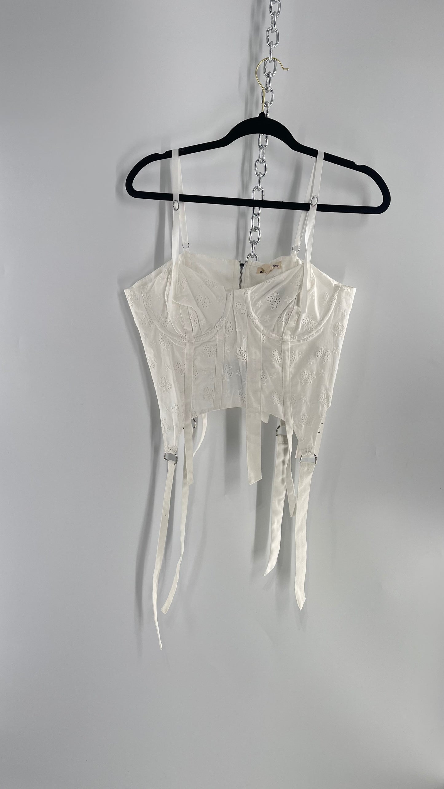 For Love and Lemons White Eyelet Lace Corset with Tags Attached (Large)