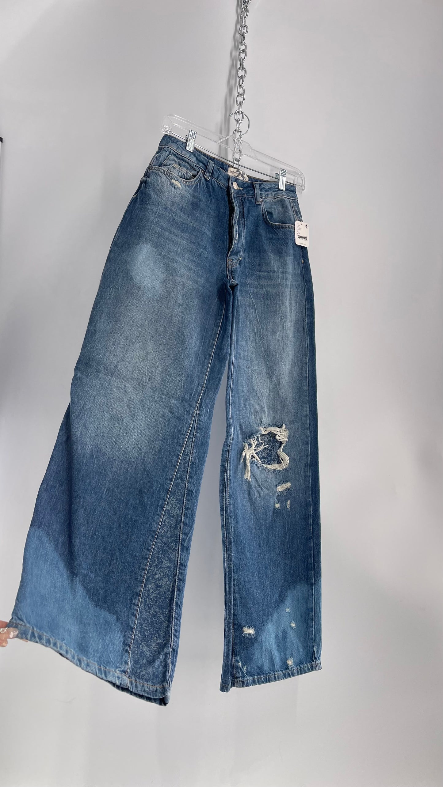 Free People Distressed and Discolored Wide Leg Jeans with Tags (25)