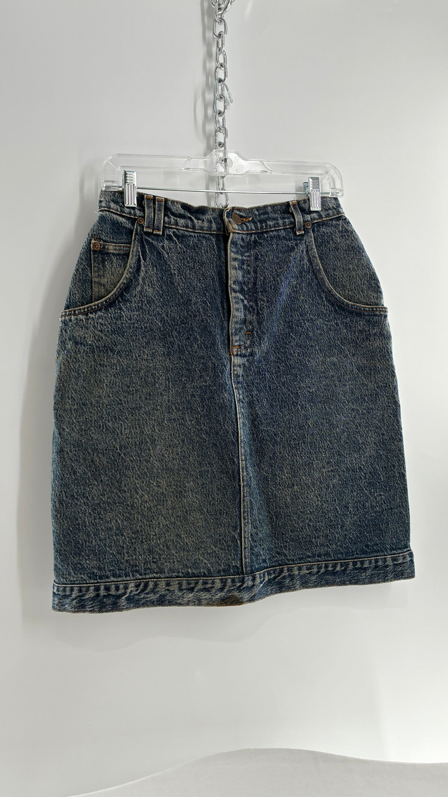 Vintage Lee Acid Washed Denim Medium Wash Skirt (Measured)