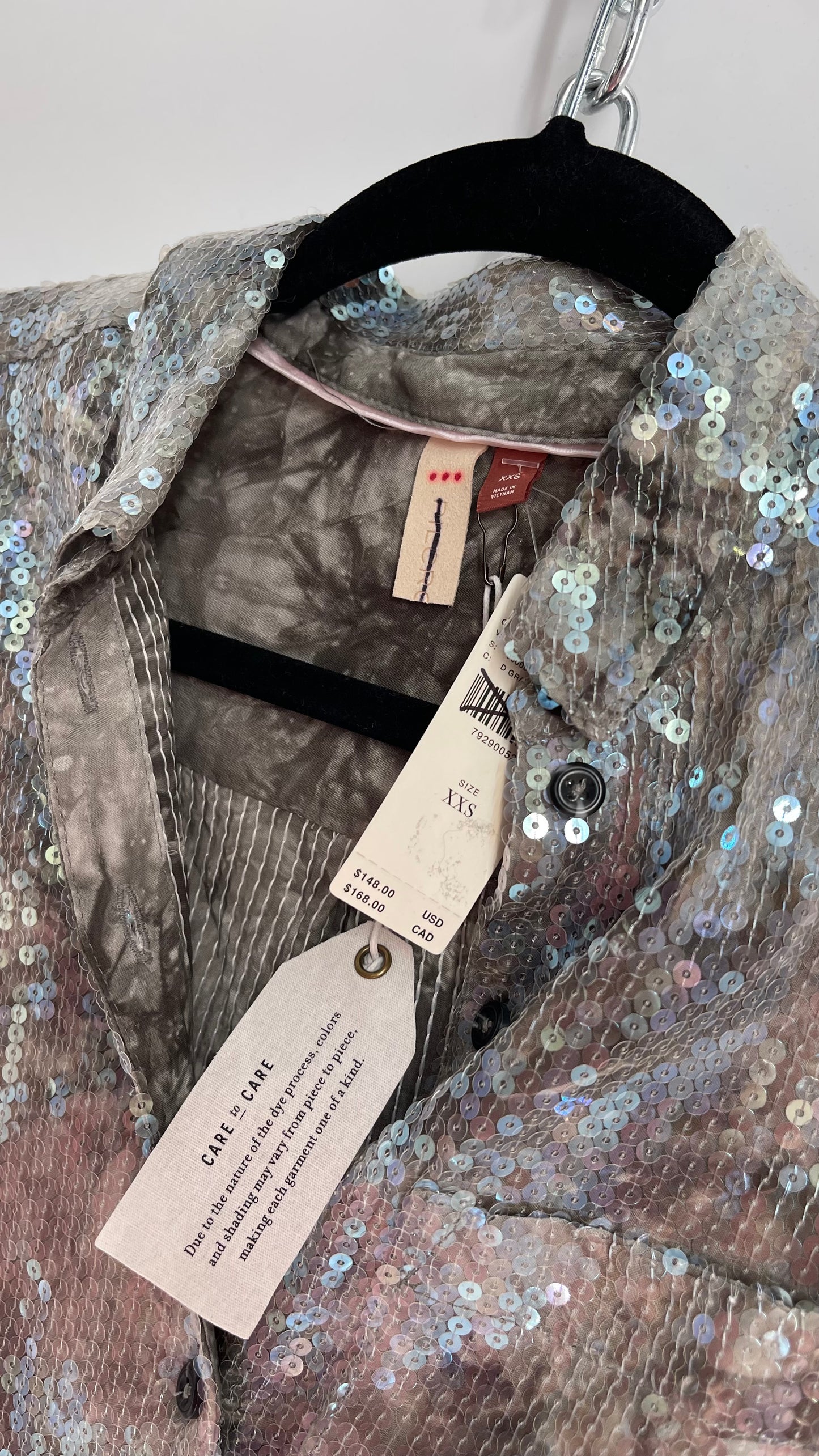 PILCRO Anthropologie Iridescent Sequin Grey Blue and Tags Attached (XXS)