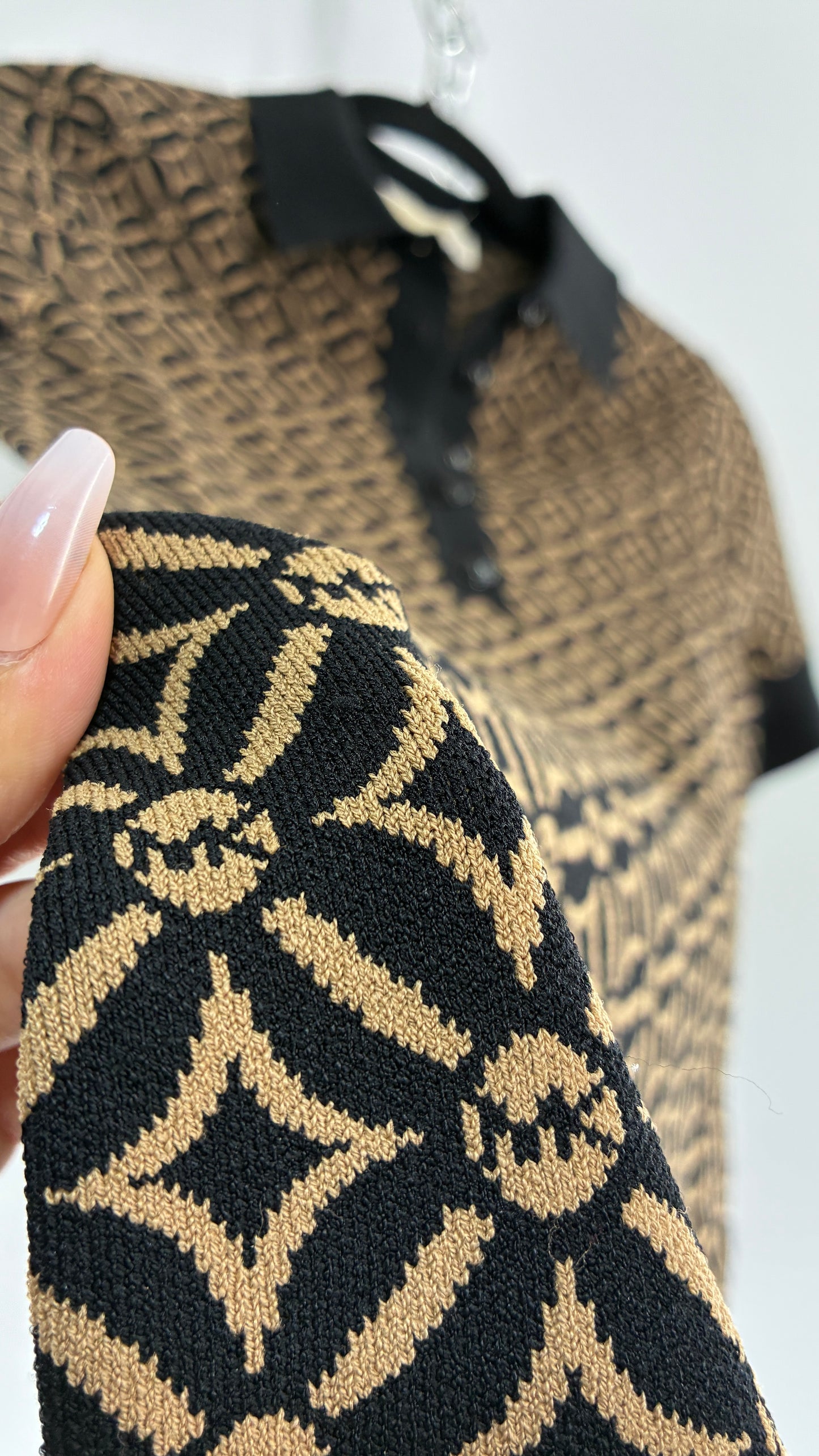Vintage Michael Kors Thick Knit Collared Monogram Mini Dress (Small)