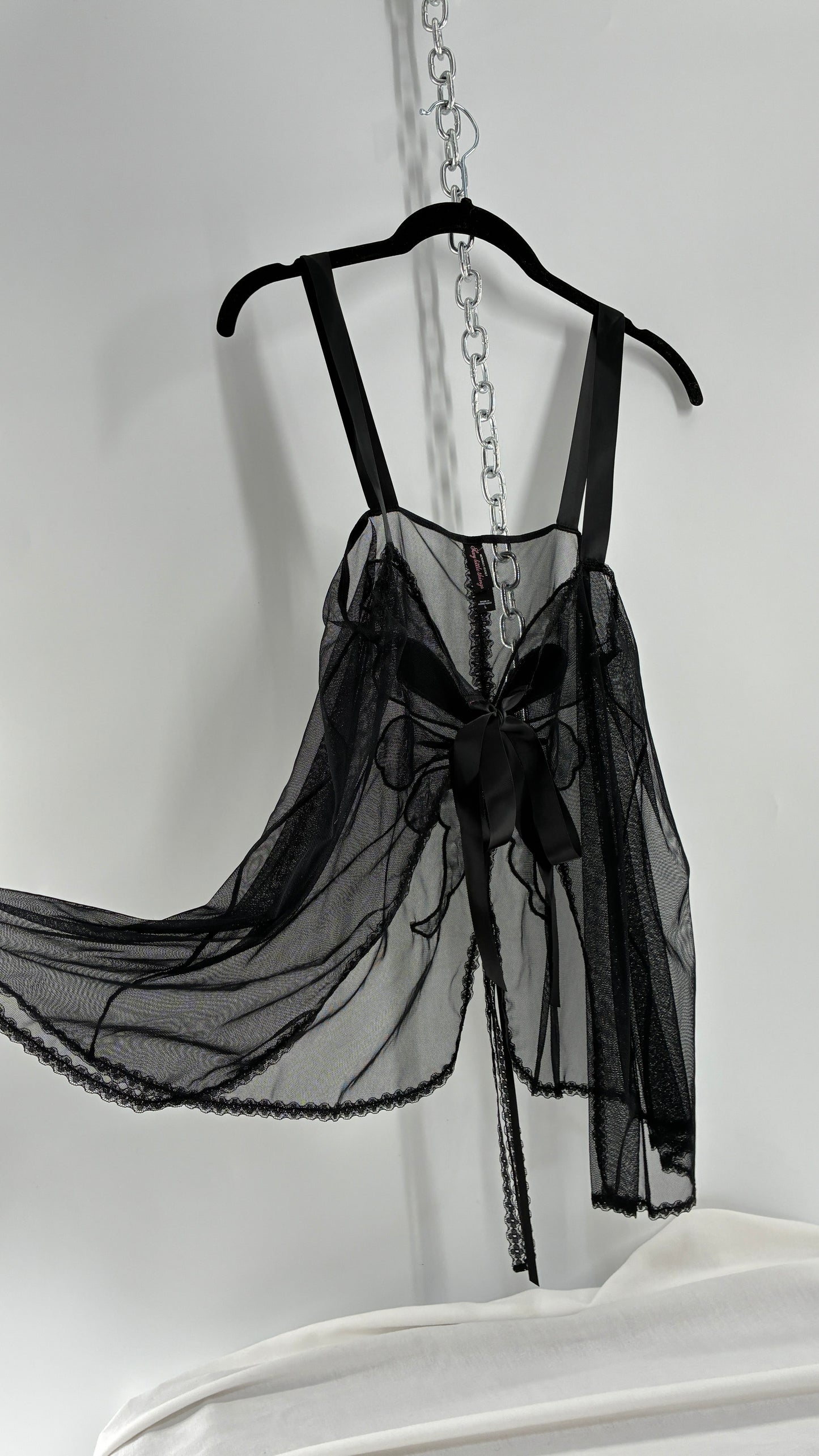 Victoria’s Secret Sexy Little Things Black Sheer Butterfly babydoll (Large)