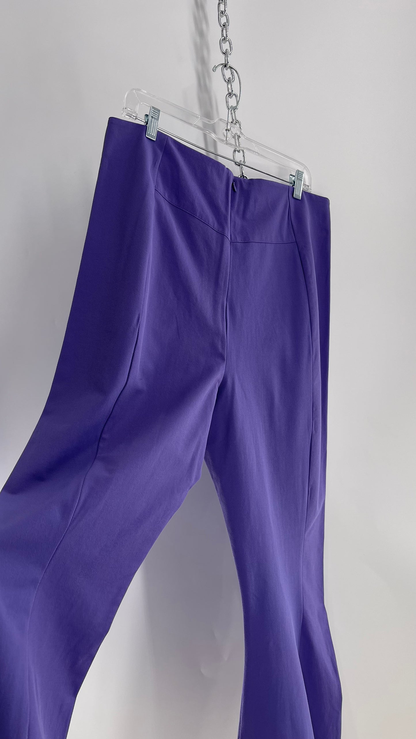 Free People Purple Flares with Pleated Front, Pointed Back Stitching, and Vented Hem (XL)