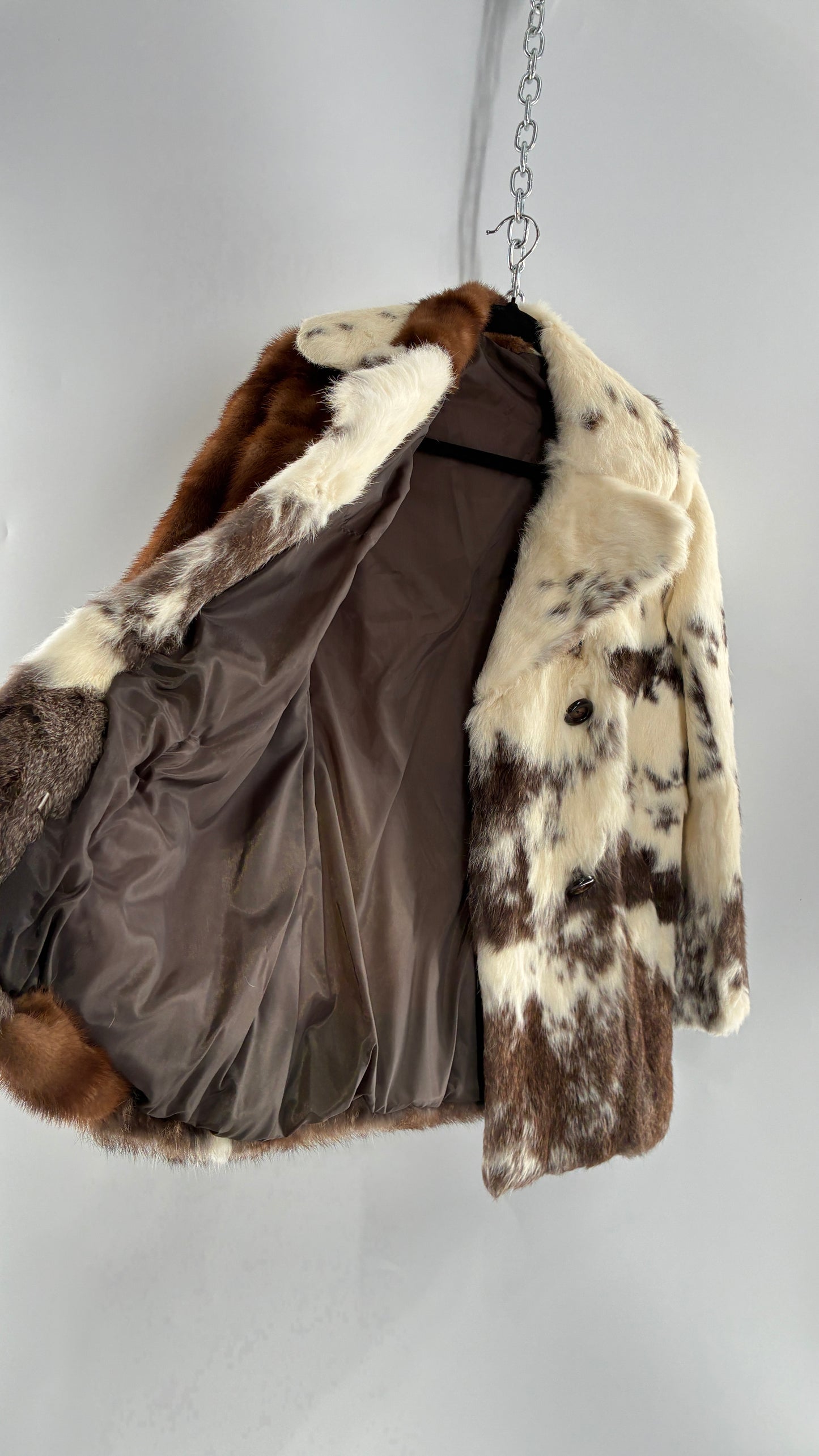 Vintage No Tags Handmade Patchwork Genuine Fur Coat (Medium)