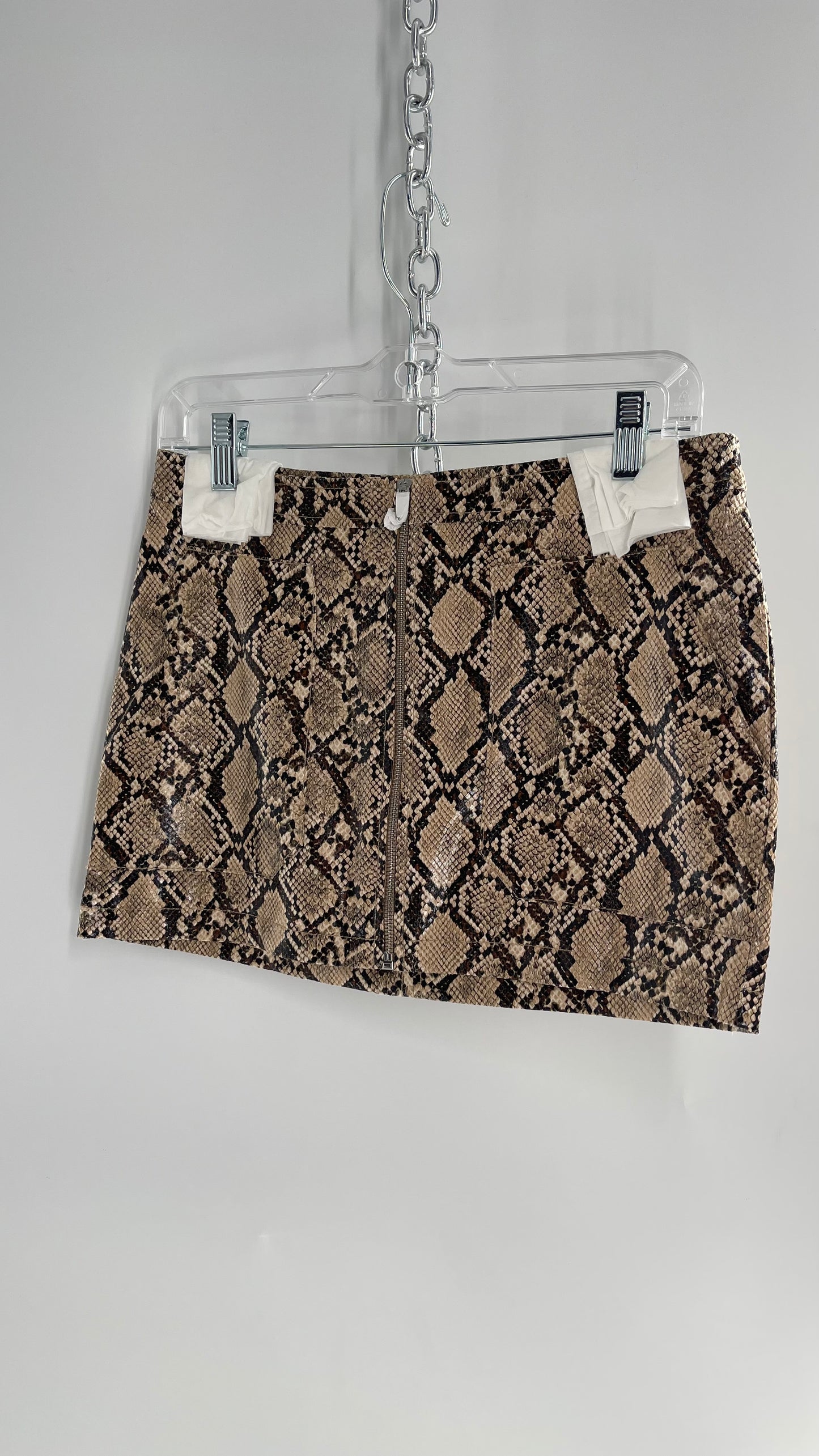 Free People Snake Skin Neutral Zip Front Mini Skirt(4)