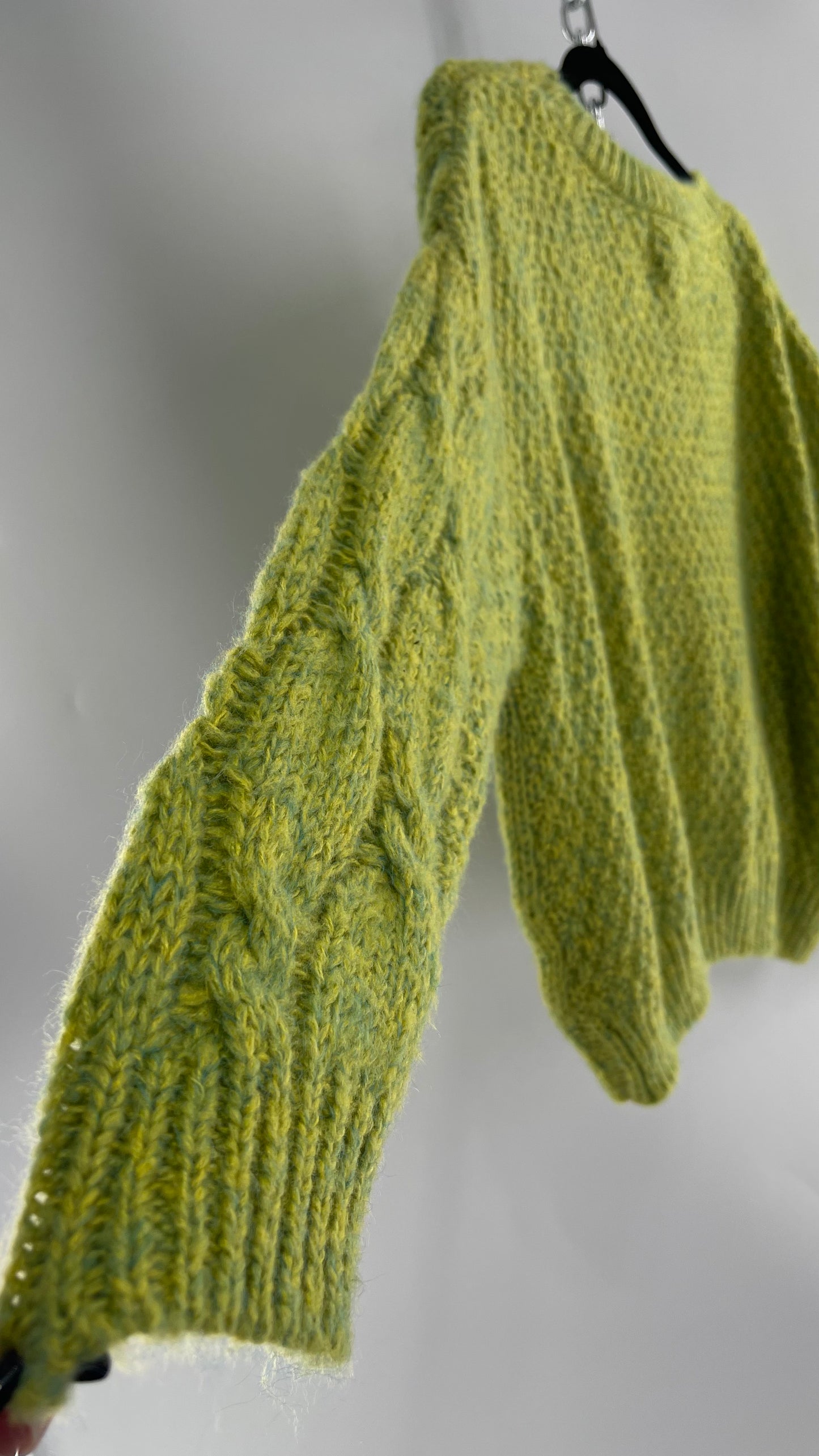 JOA Lime Green/Yellow Cableknit Sweater (S)