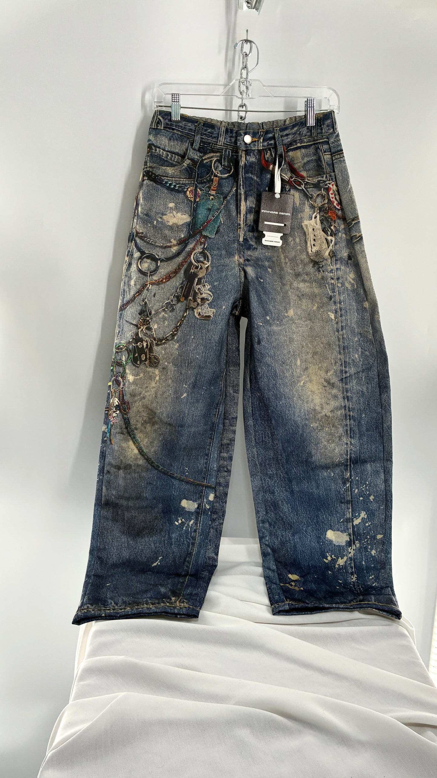 INNOVARE x Acne Studios Graphic Printed Wide Leg Jeans with Tags Attached (Small)