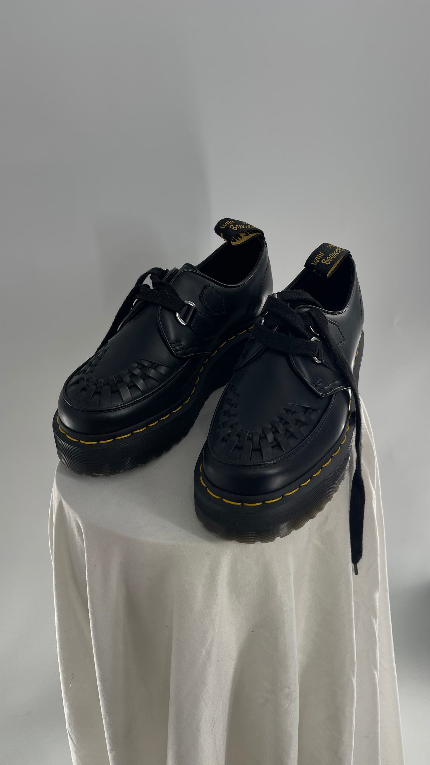 Dr.Martens NWOT Black Patent Leather Platform/Creeper Oxfords (8L 7M)