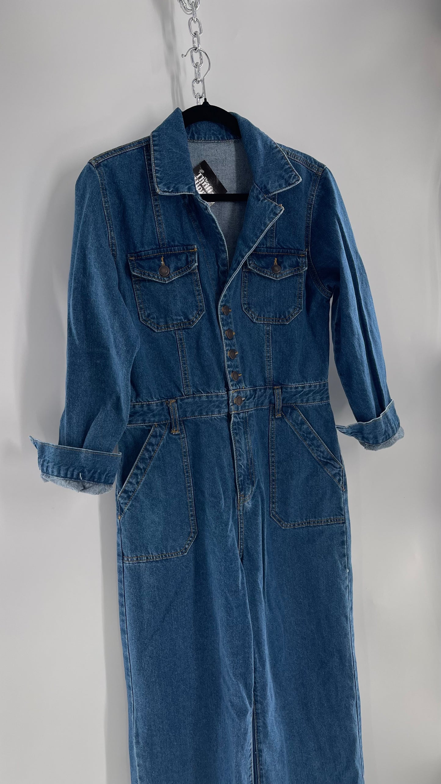 Vintage Medium Wash Jean/Denim Jumpsuit Boiler Suit (Small)