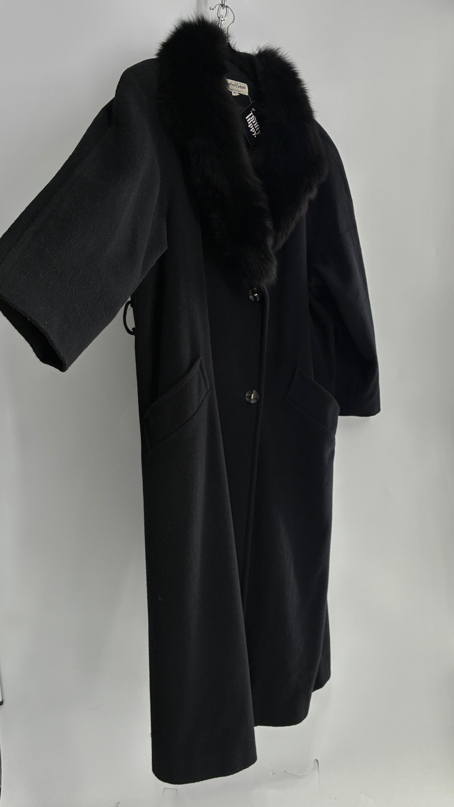 Jonathan Michael Black Full Coat with Genuine Fur Collar (C)(16)
