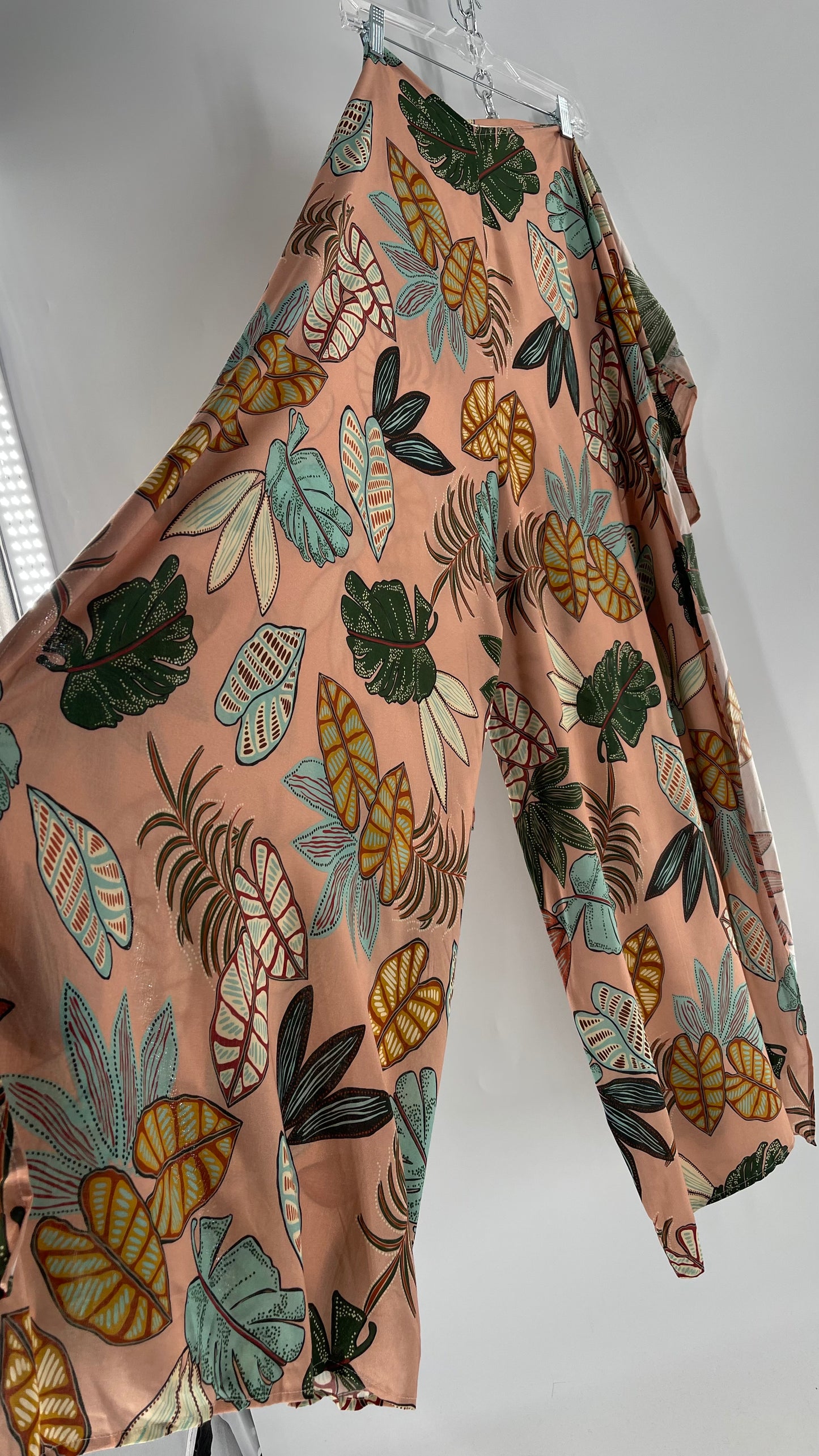 Handmade 9 in 1 Pink Jumpsuit Covered in Tropical Doodle Leaf Design (One Size) •AS SEEN ON TIKTOK•