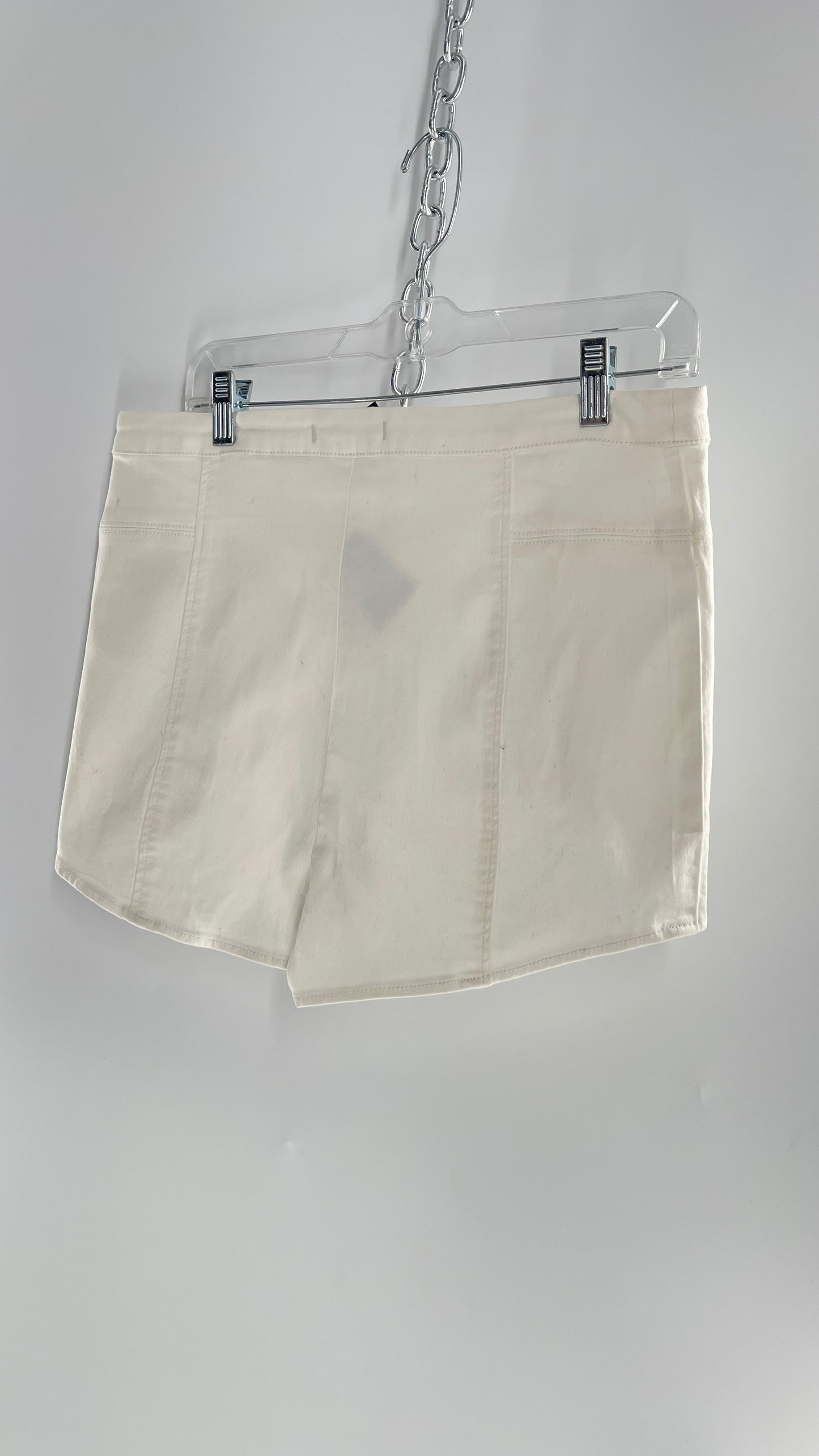 Free People White Shorts with High Low Cut (31)