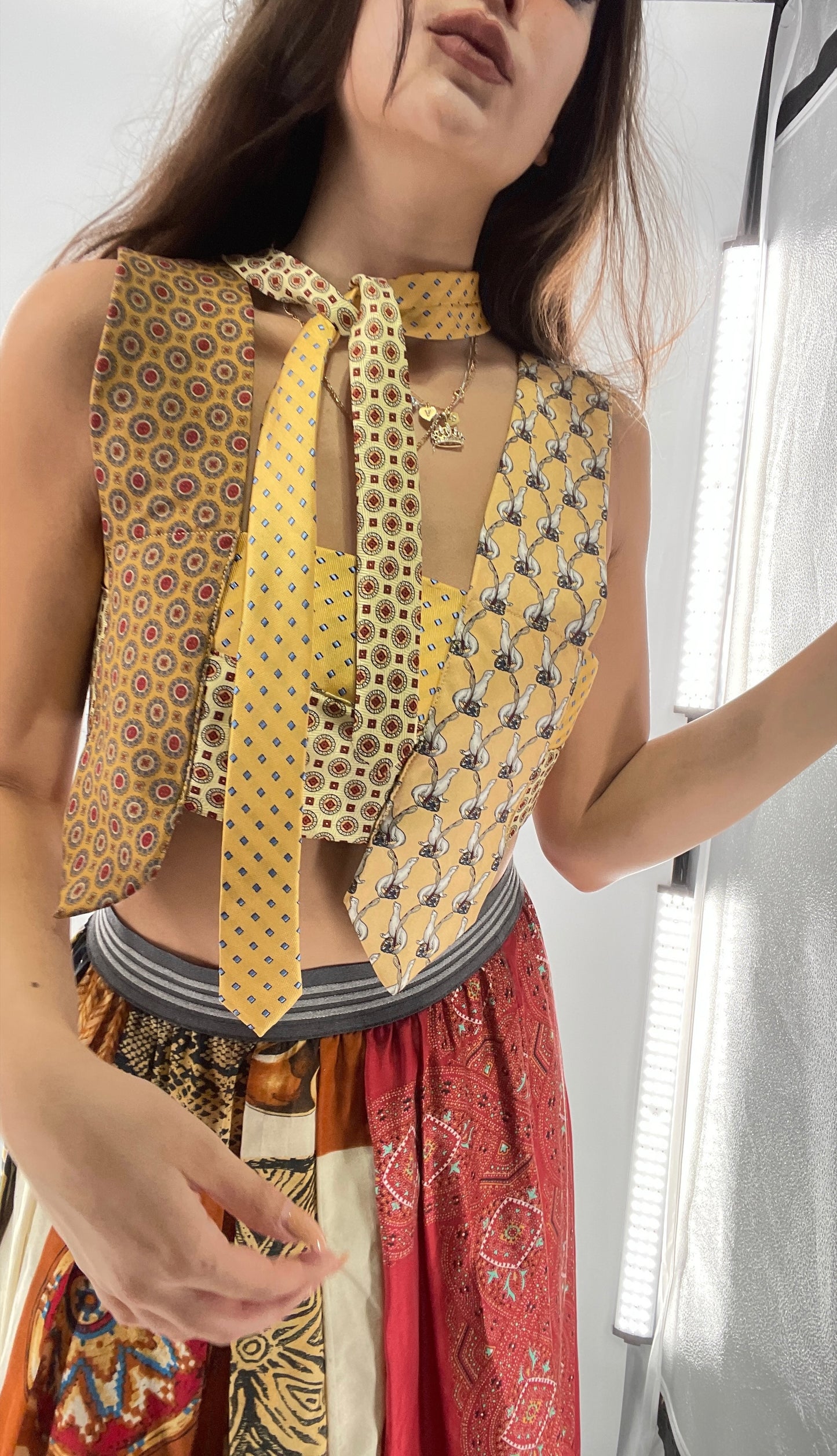 CUSTOM Handmade Yellow “All Tied Up” Cropped Blouse (One Size)