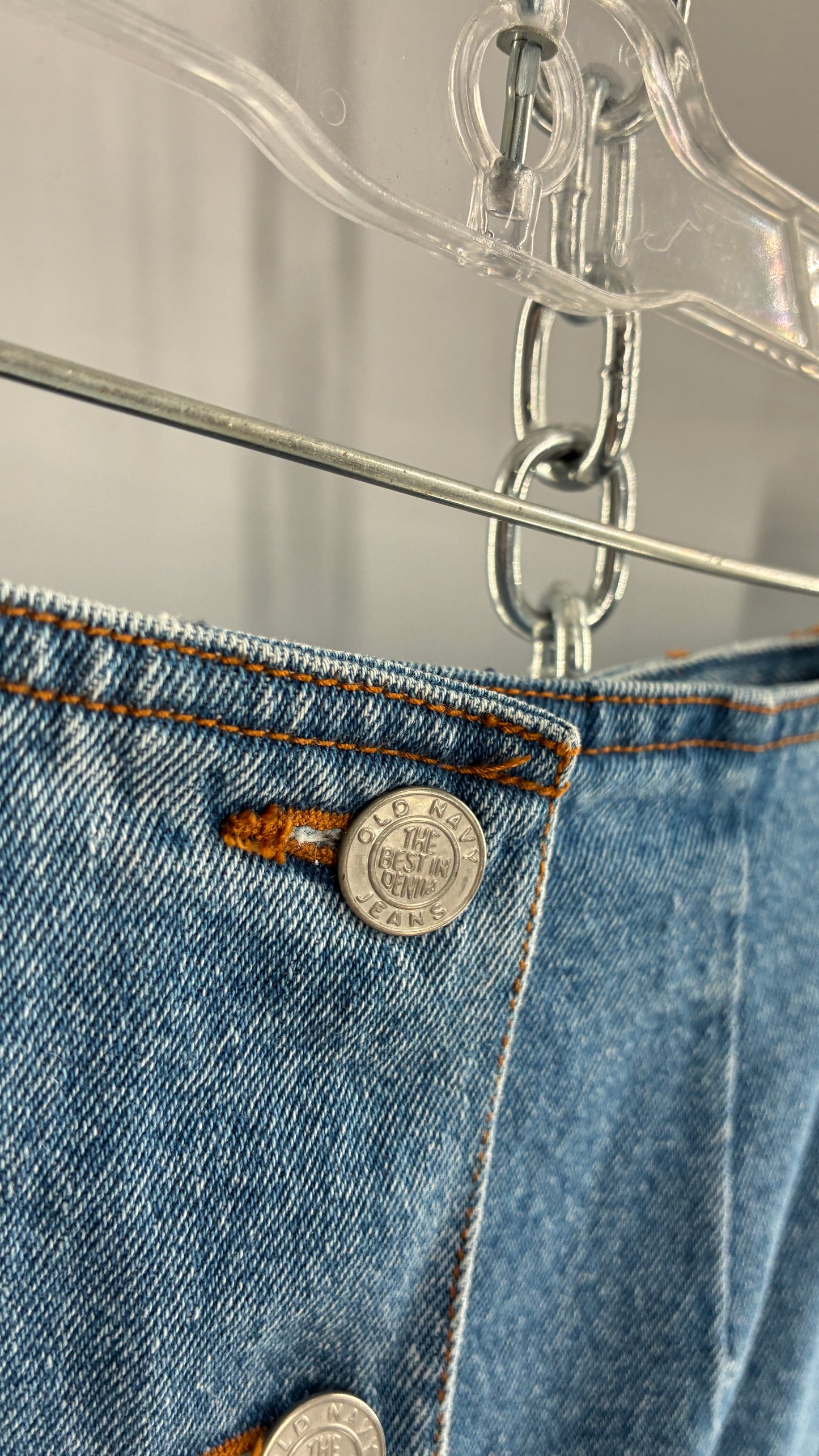 Vintage Old Navy Button Front Denim Jean Skirt (6)