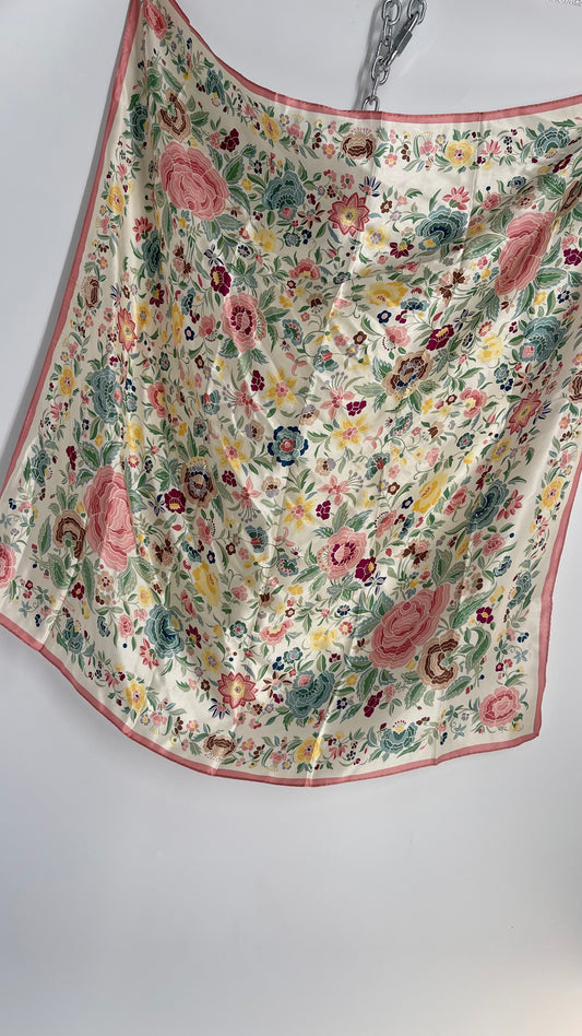 Vintage Smithsonian Institute Pastel Florals Scarf