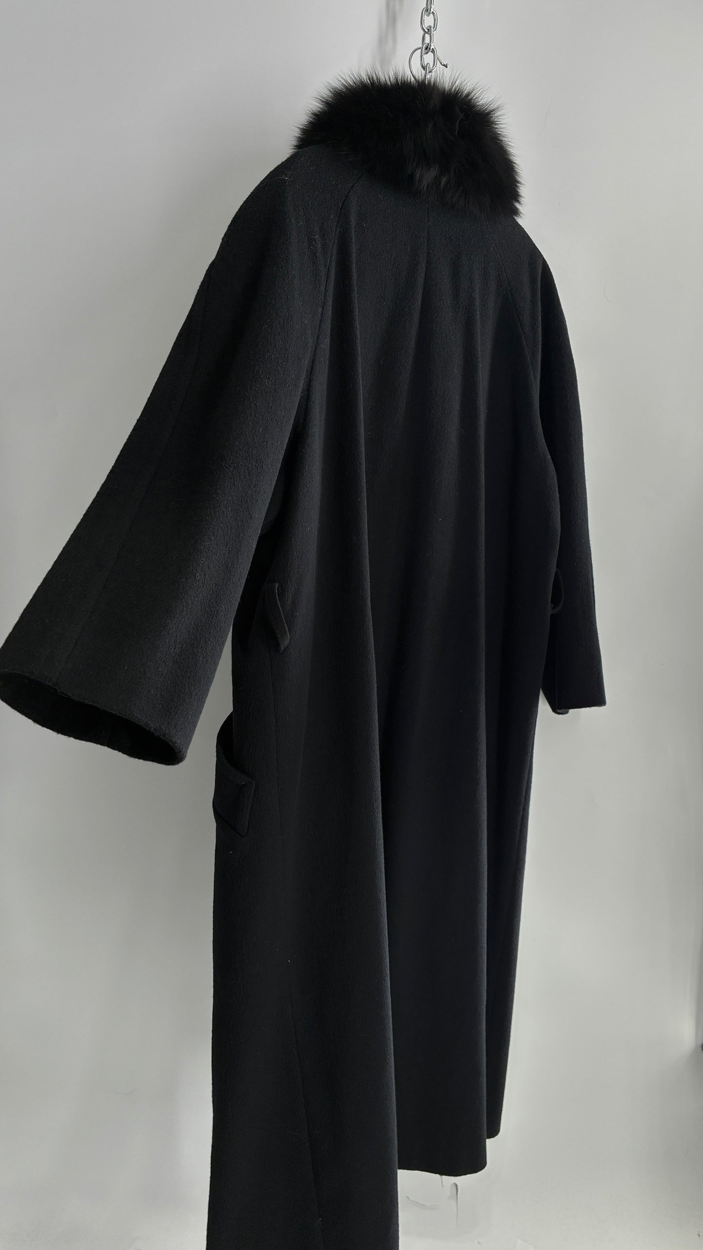 Jonathan Michael Black Full Coat with Genuine Fur Collar (C)(16)