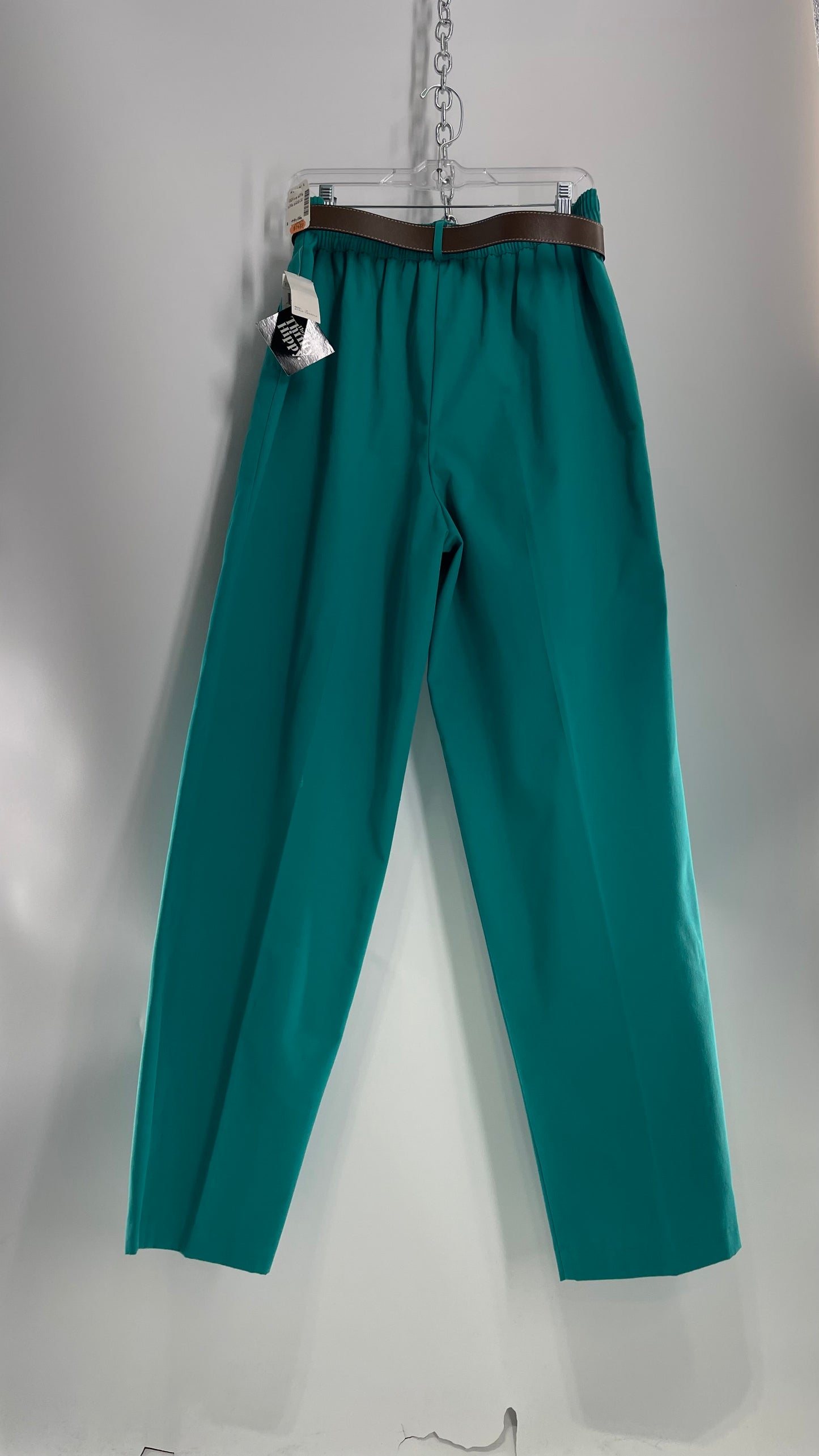 Vintage 80s Teal Deadstock Trouser with Coin Pouch Pocket with Built in Belt (14)