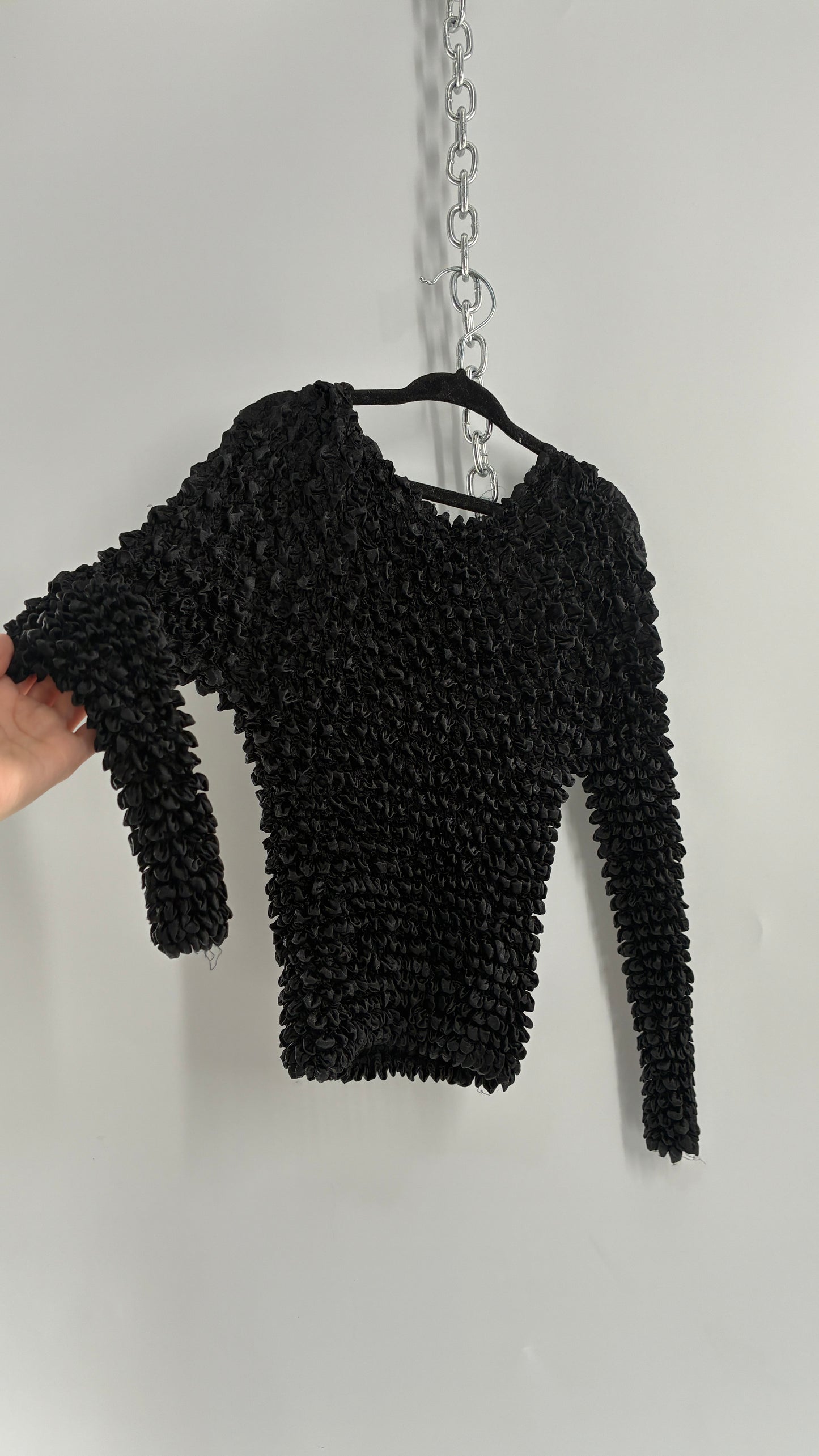 Vintage 1990s Black Popcorn Long Sleeve (One Size)