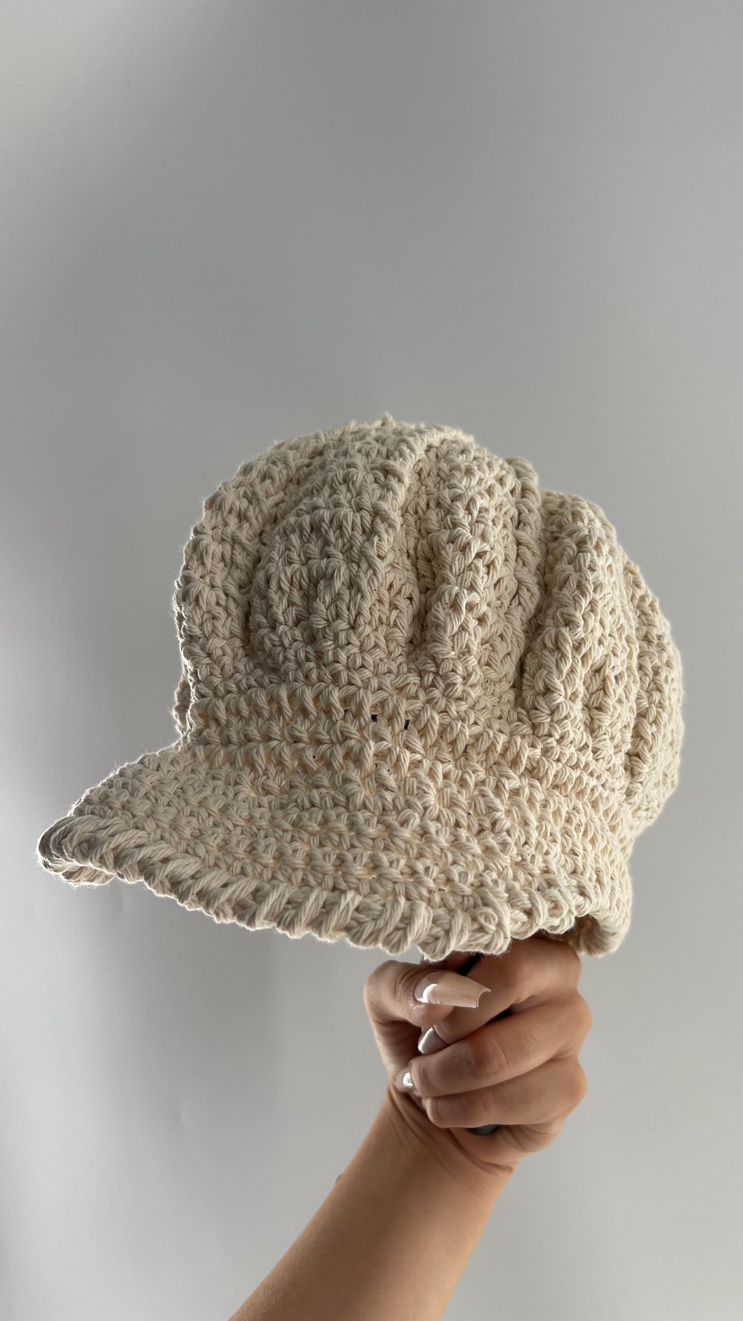 Imported Handmade Beige Crochet Newsboy Paperboy Cap