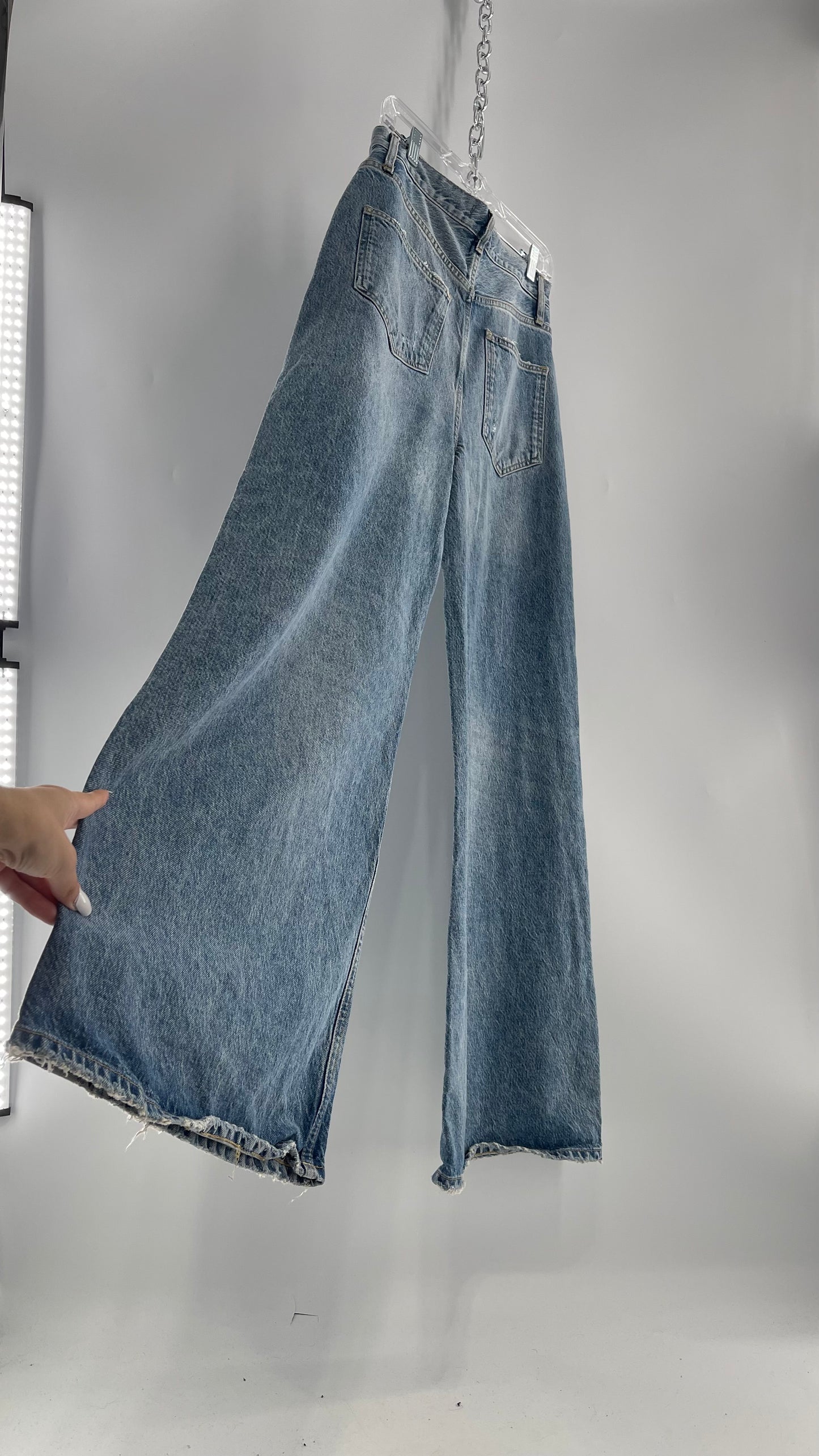 Free People Medium Wash Wide Leg Jeans with Some Distressing and Tags Attached (29)