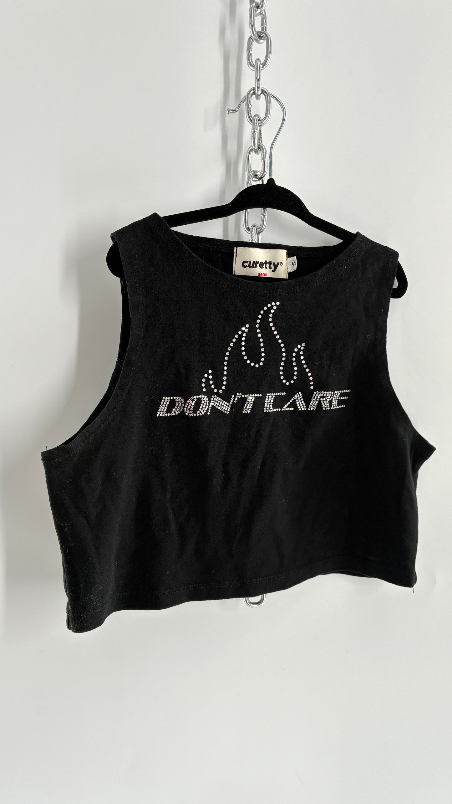 Vintage CURETTY SEOUL Rhinestone Don’t Care Crop (Small)