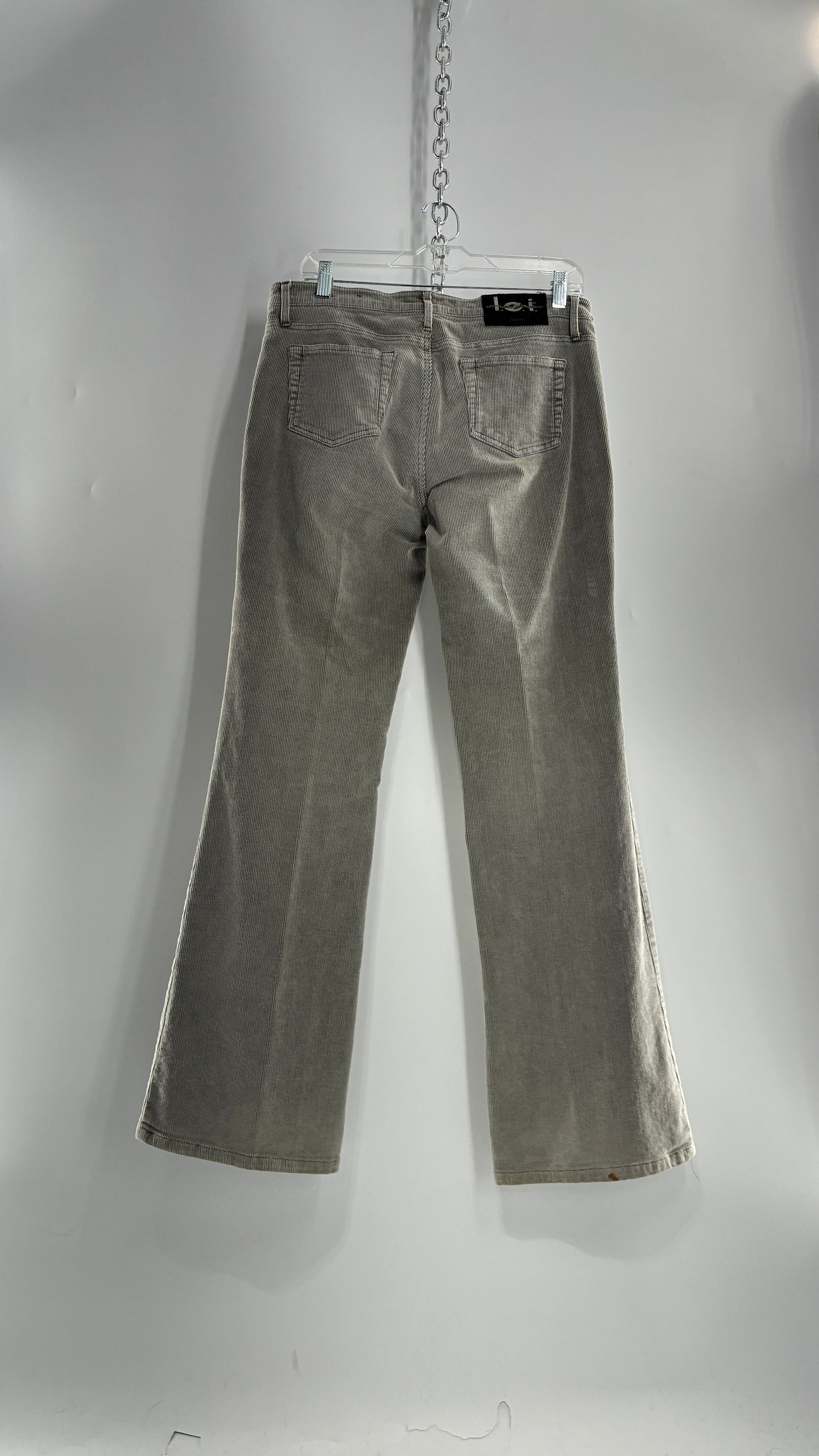 Vintage LEI Grey Corduroy Flare Pants with Fading Detail (13)