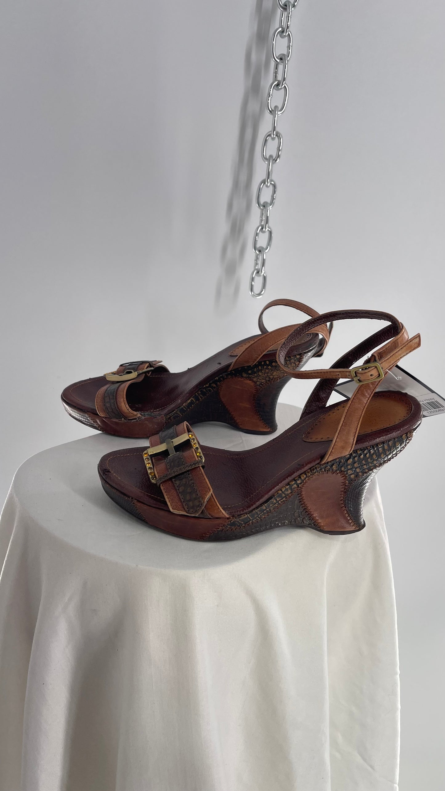 Vintage Hilary Radley Leather Patchwork Buckled Wedges (5)