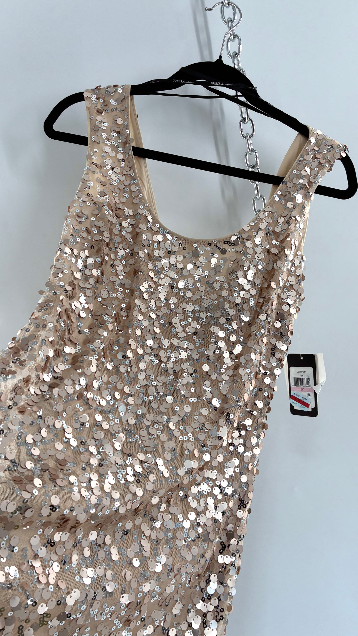 Deadstock Vintage GUESS Champagne Sequin Mini Dress (10)