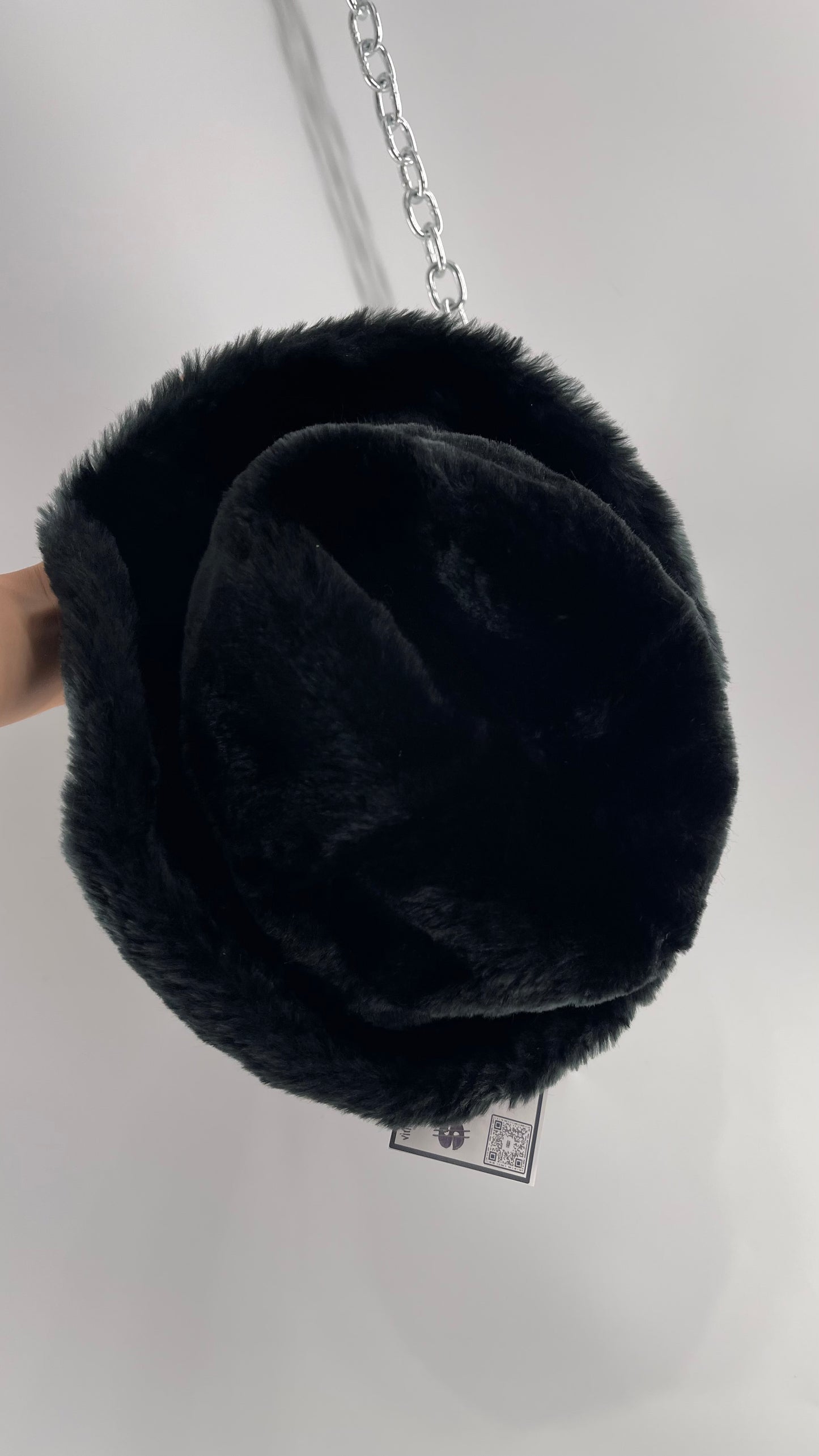 Vintage Black Faux Fur Bucket Hat