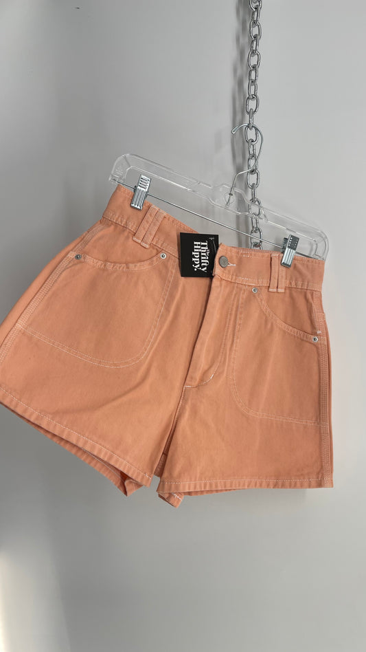 BDG Orange High Waisted Short with Contrast Stitch (28)