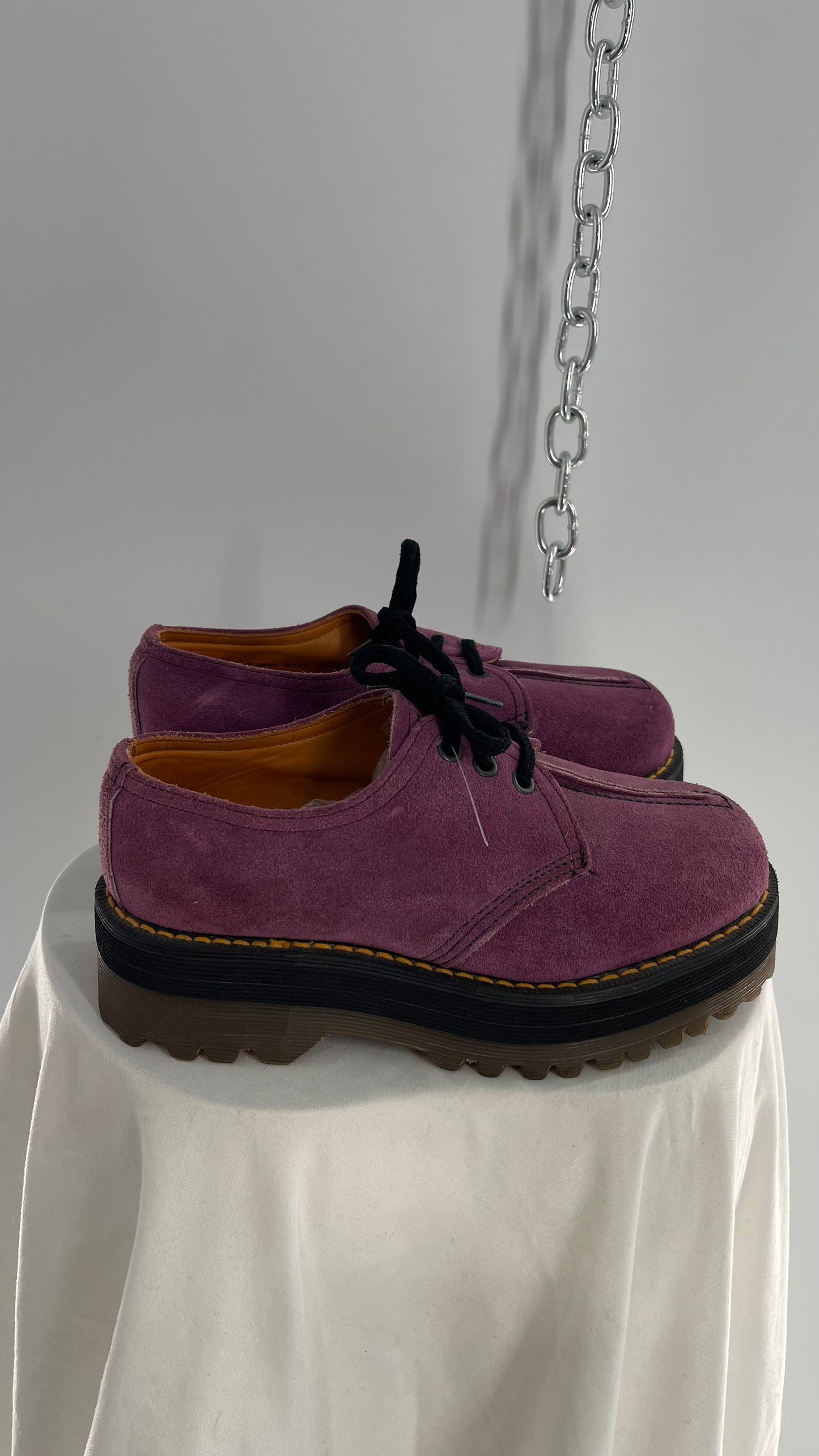 SUPER RARE Vintage Dr. Martens Platform Purple/Mauve Suede Leather Oxfords (3)