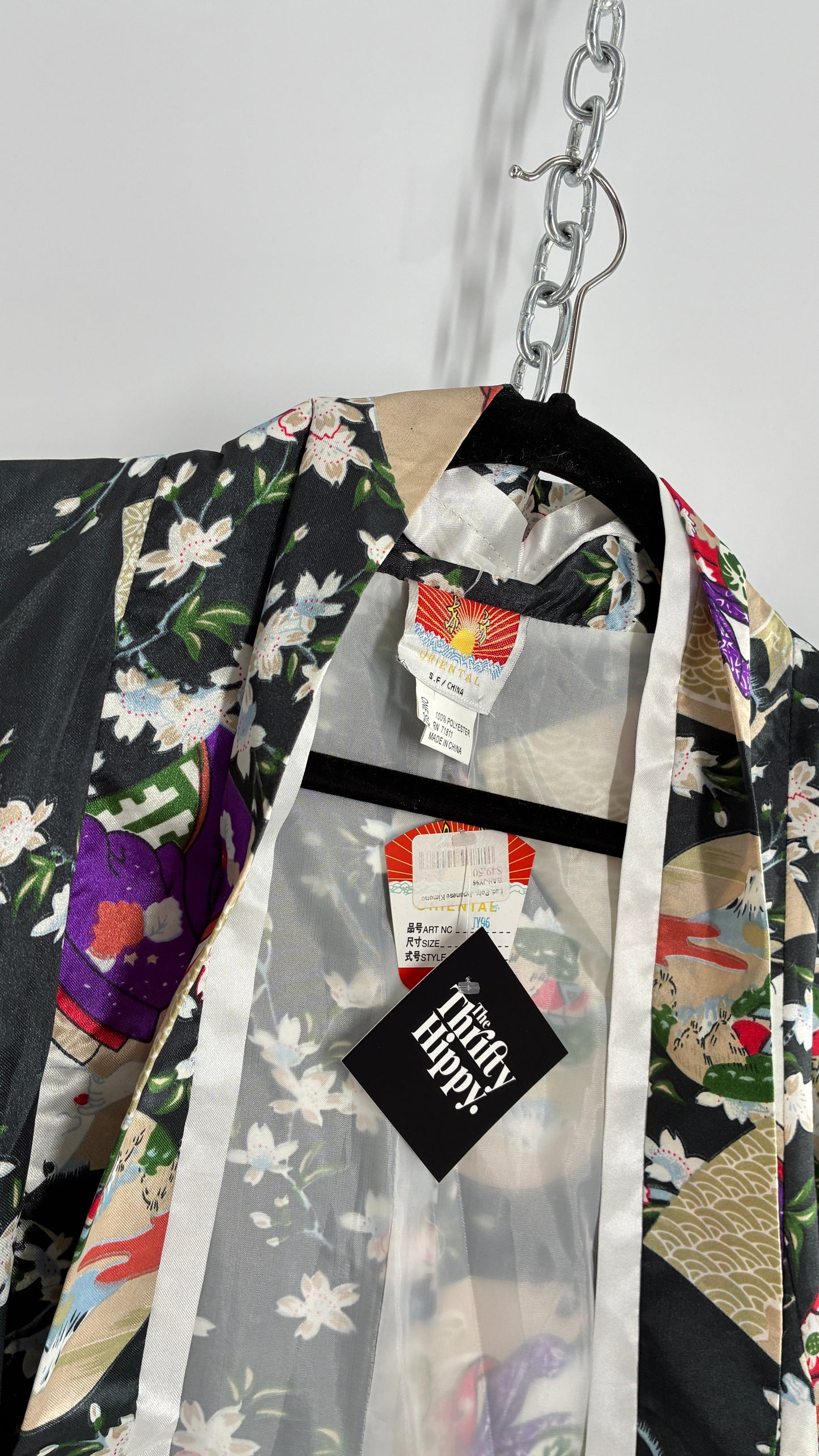 Deadstock Vintage Japanese Style Drape Sleeve Duster Robe/Kimono with Tags Attached (One Size)