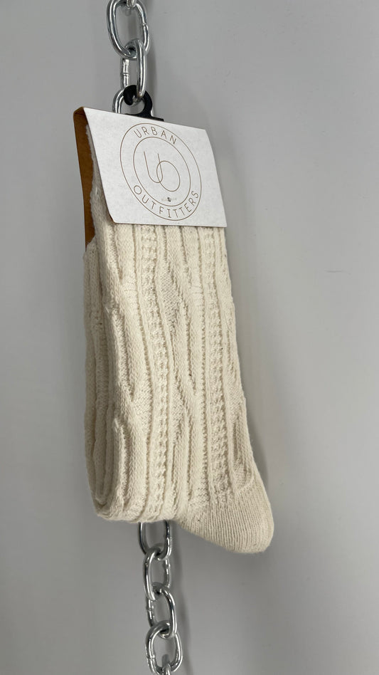 Urban Outfitters Beige CableKnit Socks