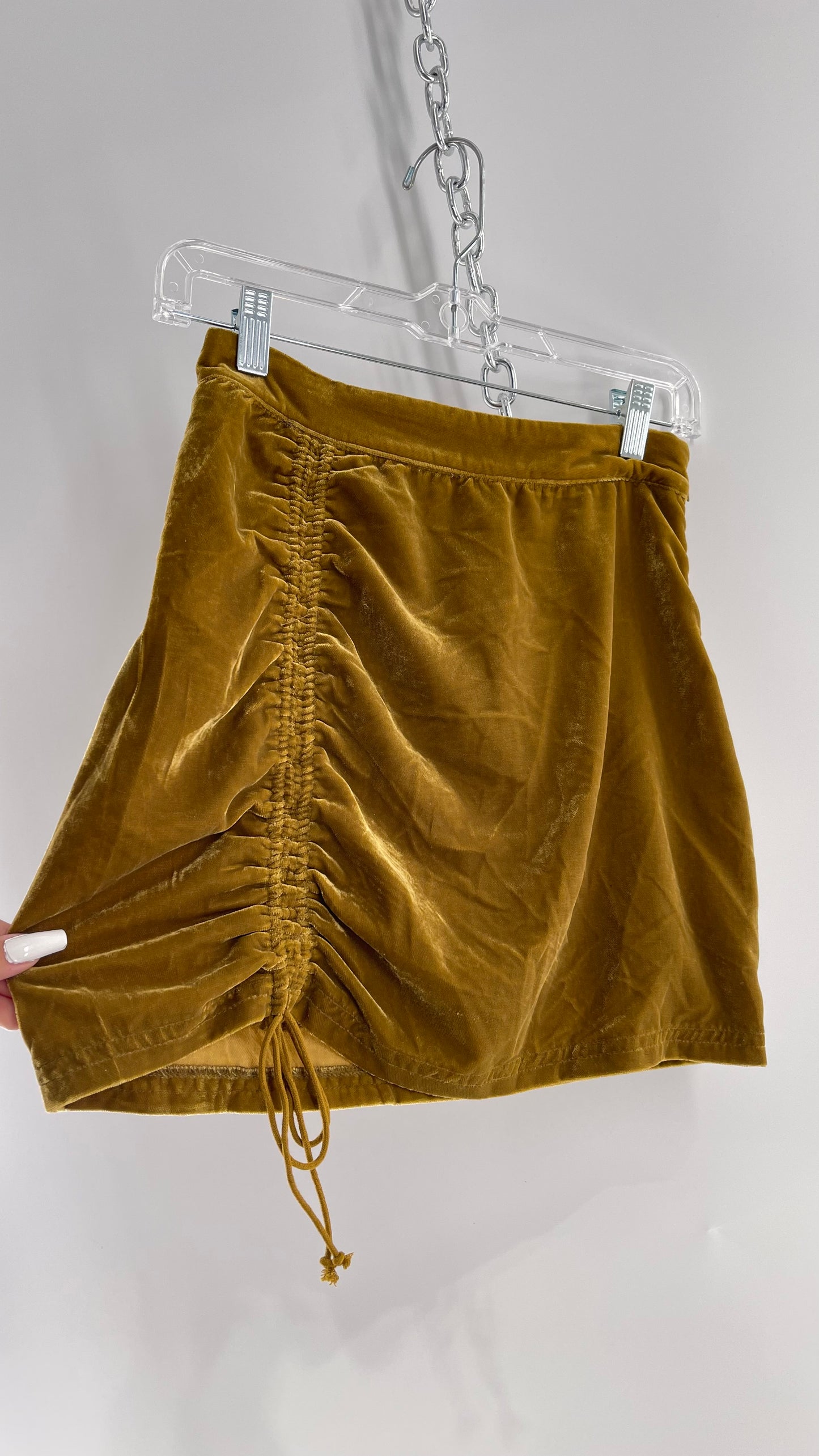 Free People Mustard Velvet Ruche Side Skirt (0)