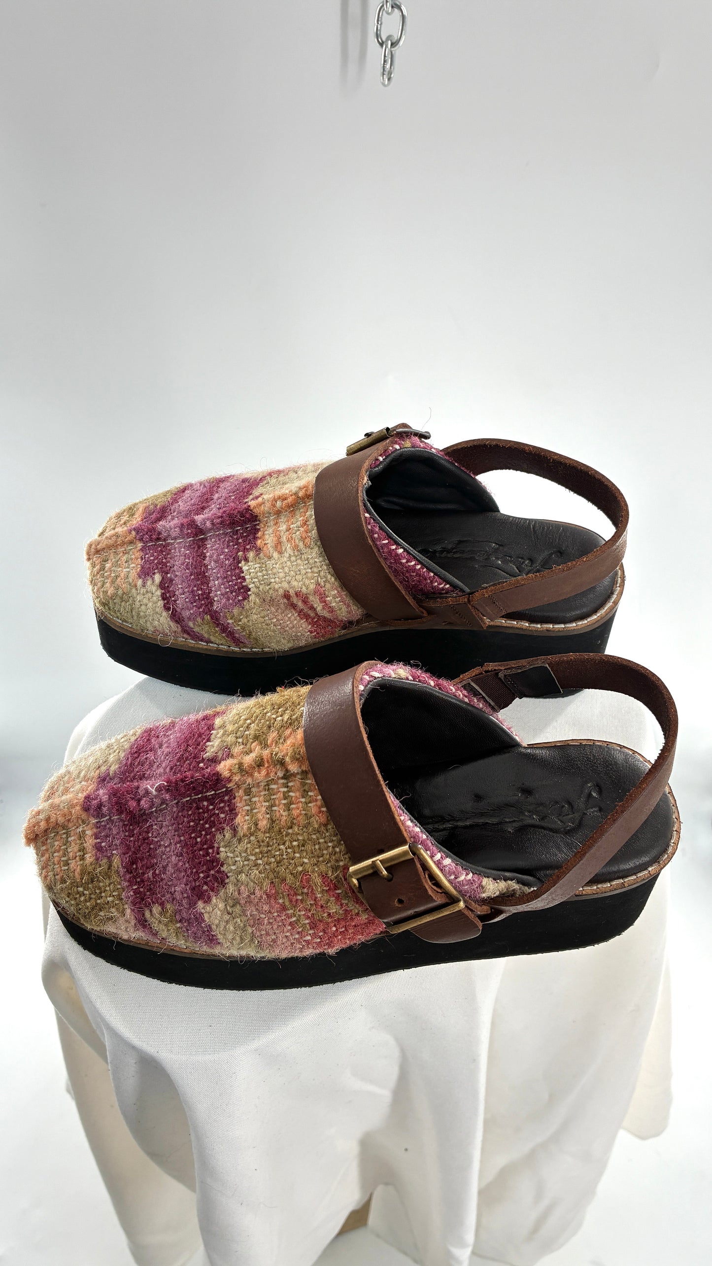 FREE PEOPLE Astrid Platform Mules Multicolor with Leather Straps  (7.5)