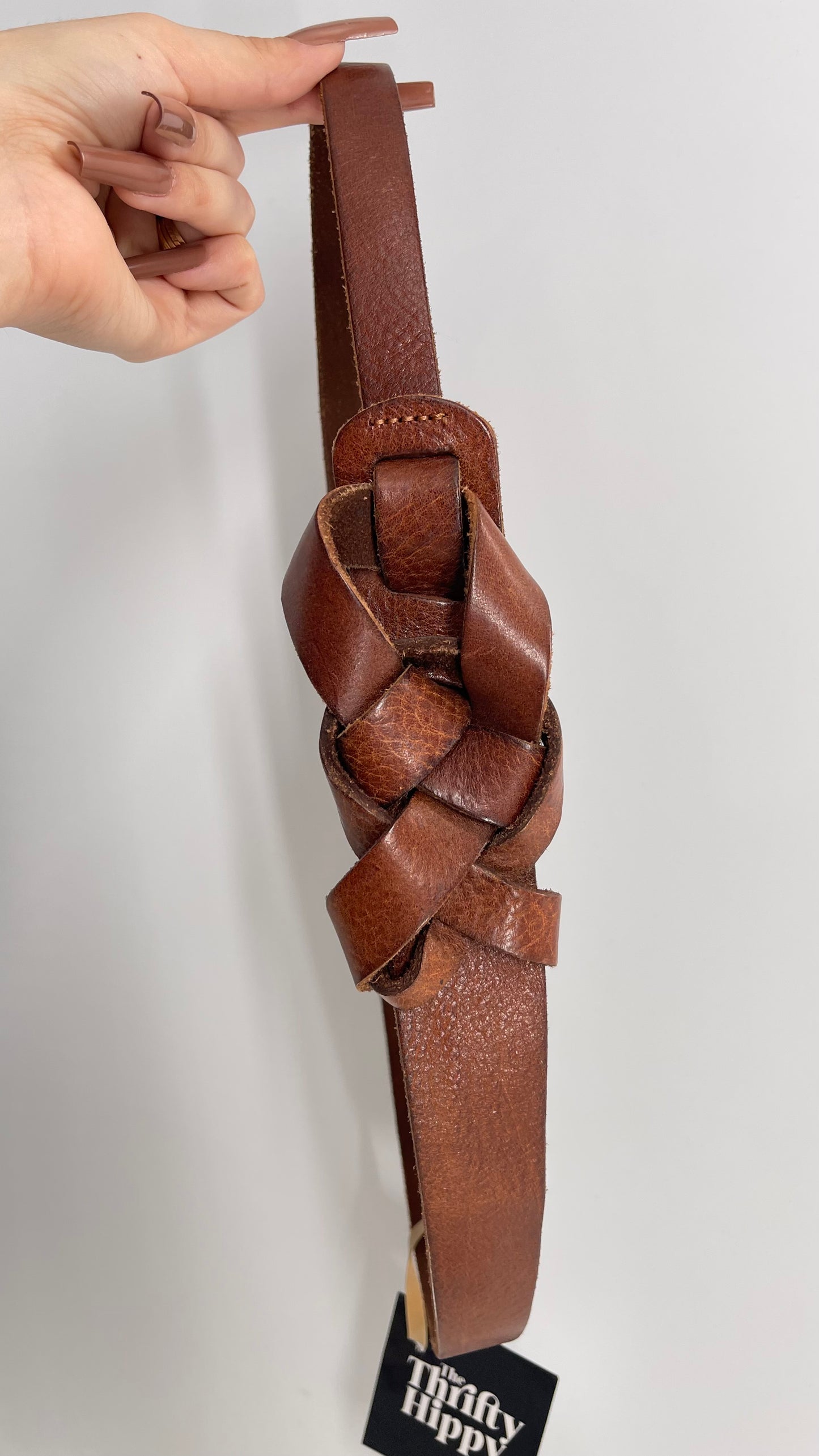 Vintage Leather Braided Knot Belt (Large)