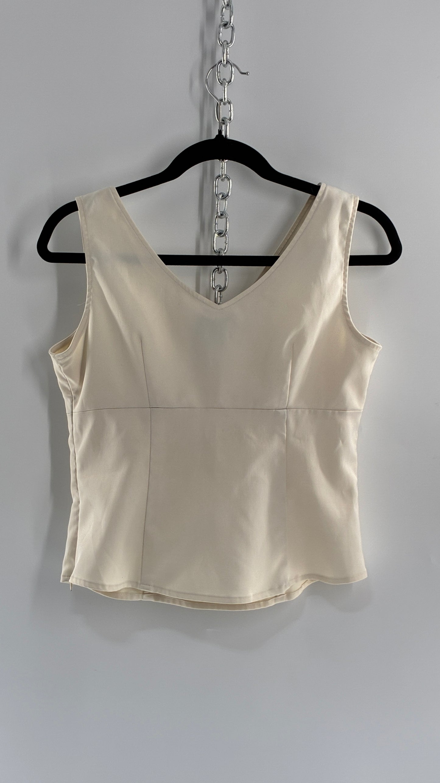 Vintage CROSSING POINTE 1990s Ivory Tailored Top with Side Zipper Closure (6MS)