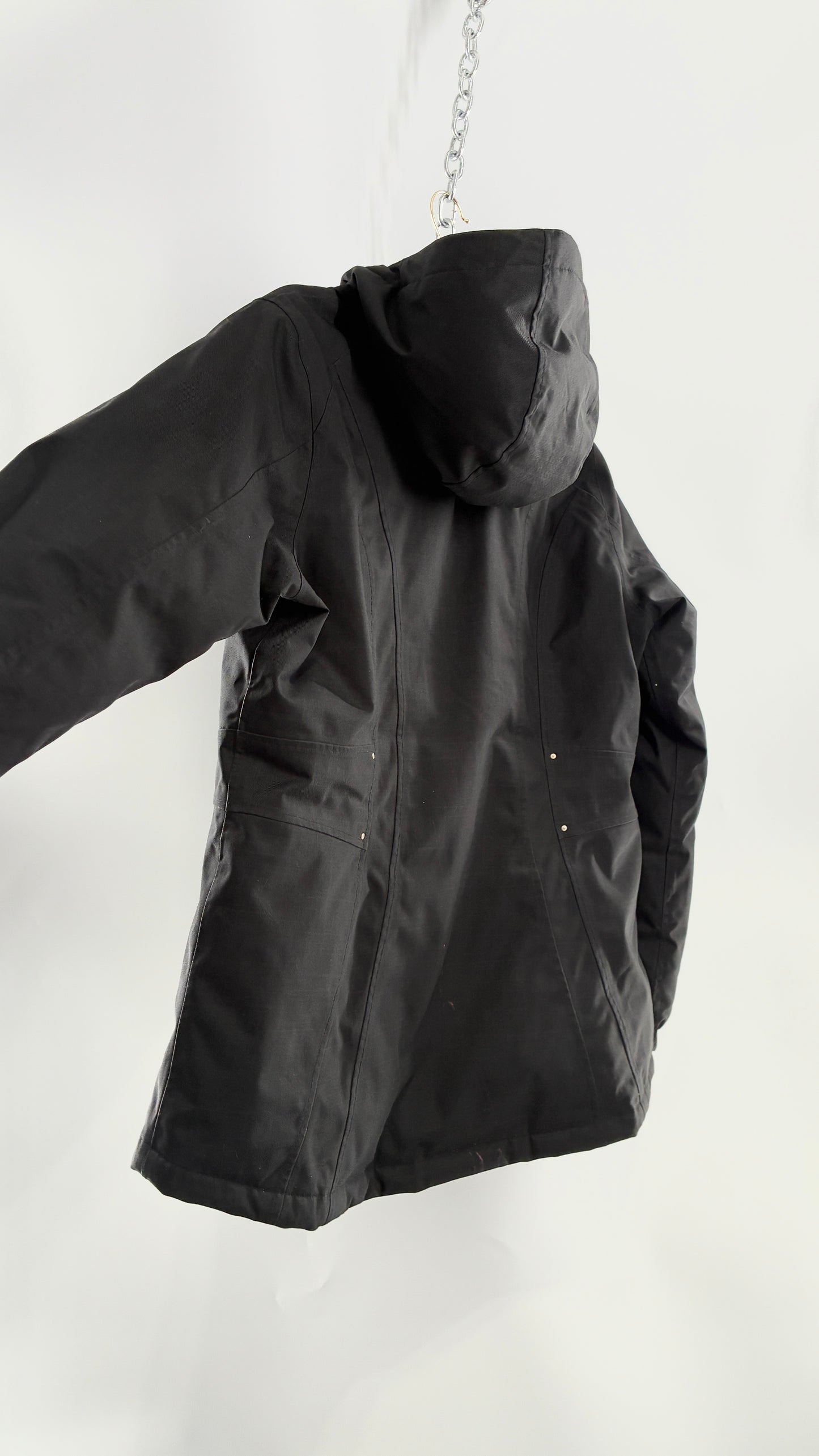 EDDIE BAUER Goose Down Black Jacket with Puffer Lining (Medium)