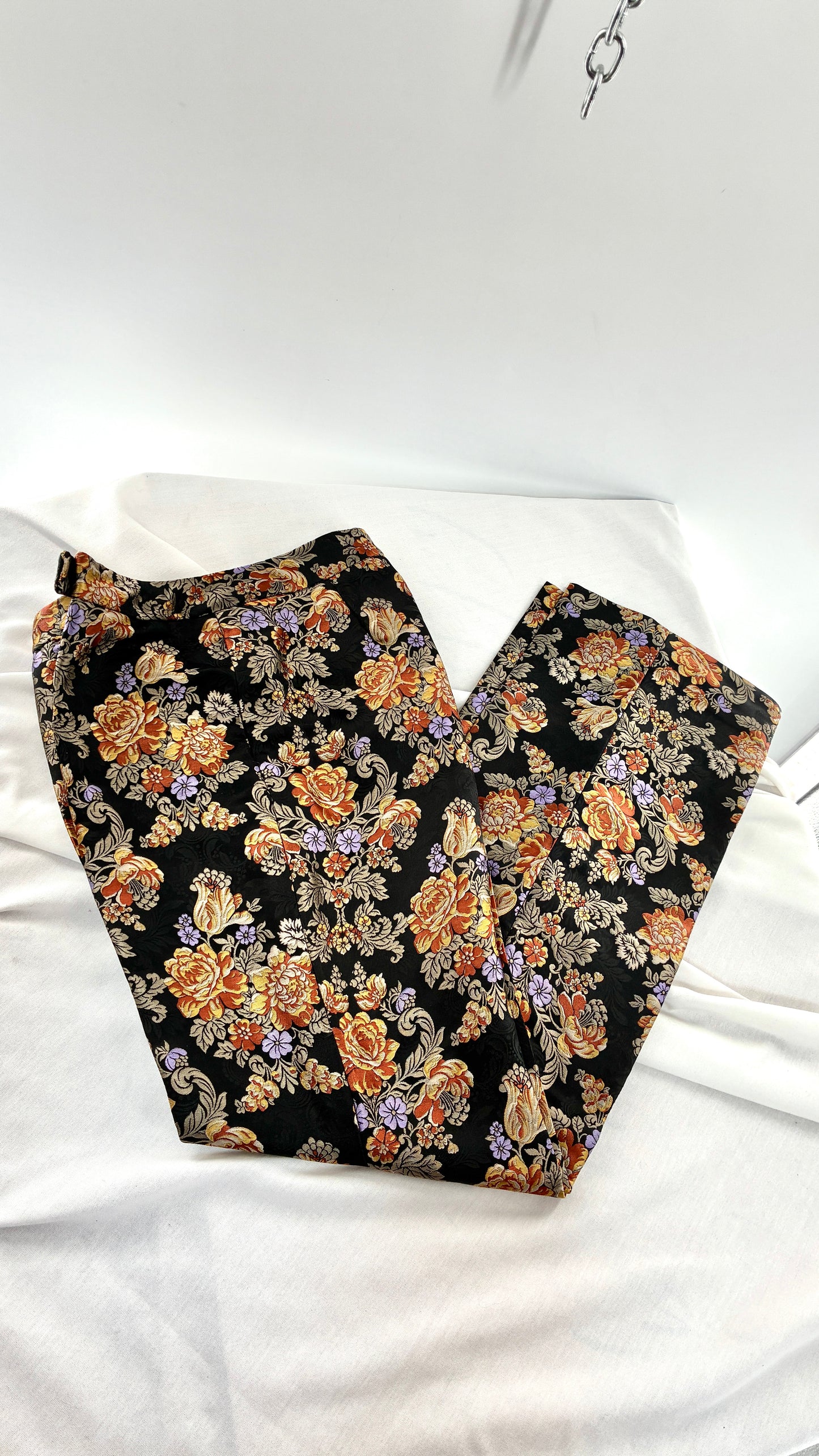 Vintage DOLCE & GABANNA Silk Black Brocade Trouser (42)