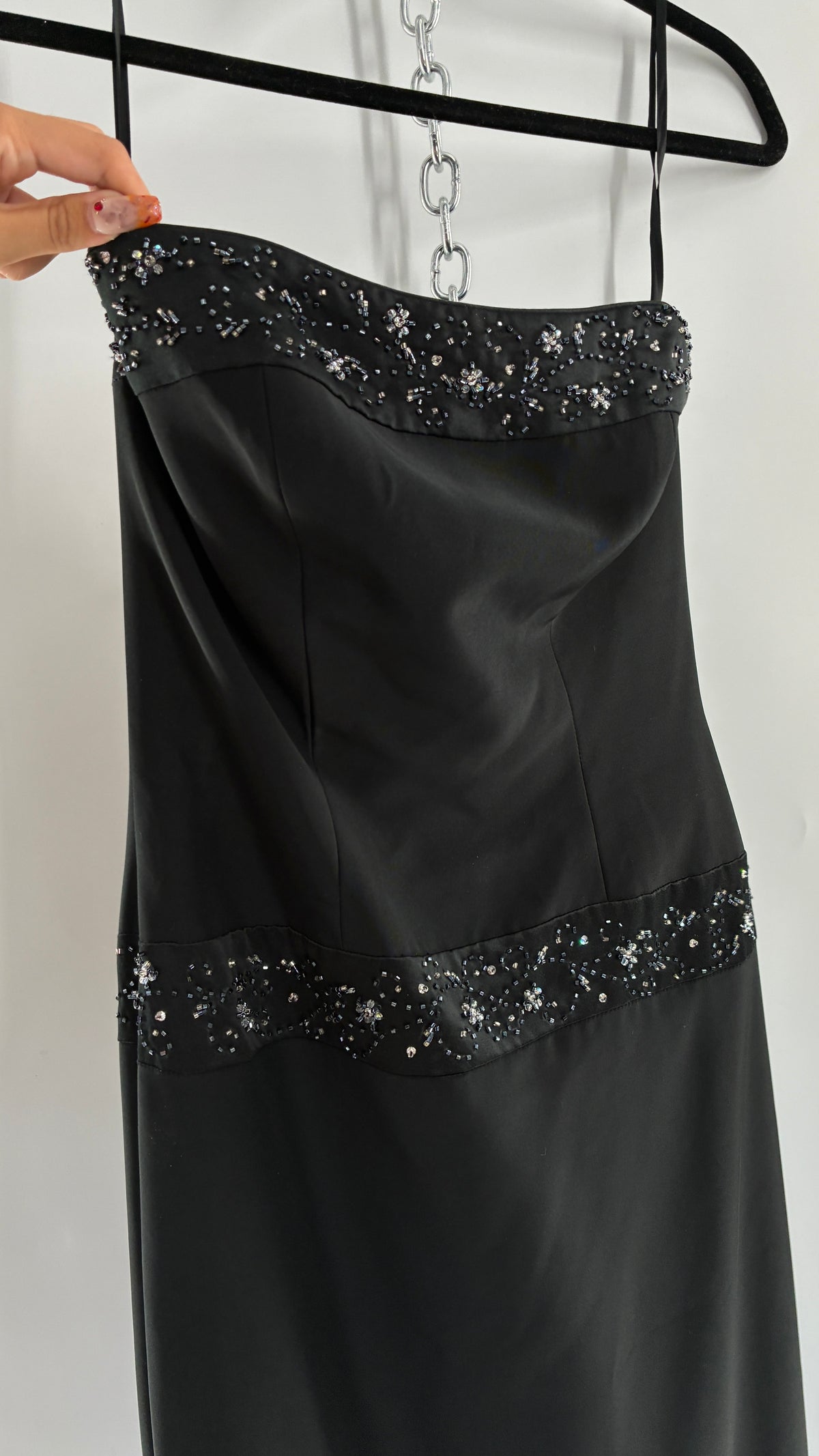 Vintage HAUTE COUTURE OBSESSIONS Black Beaded Maxi Dress (8)